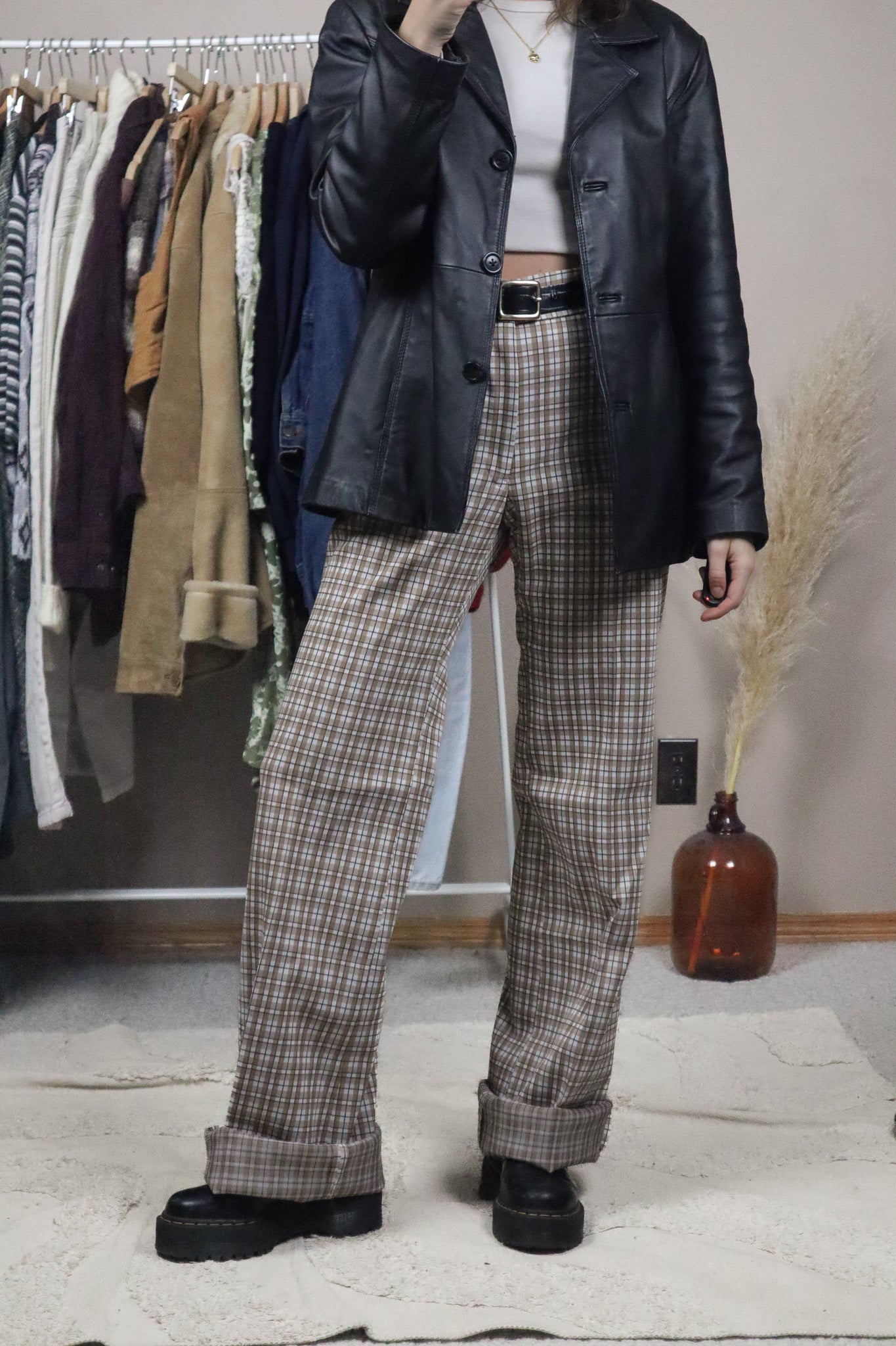 Made in Canada x Vintage x Deadstock 70s Plaid Pants (33-35)