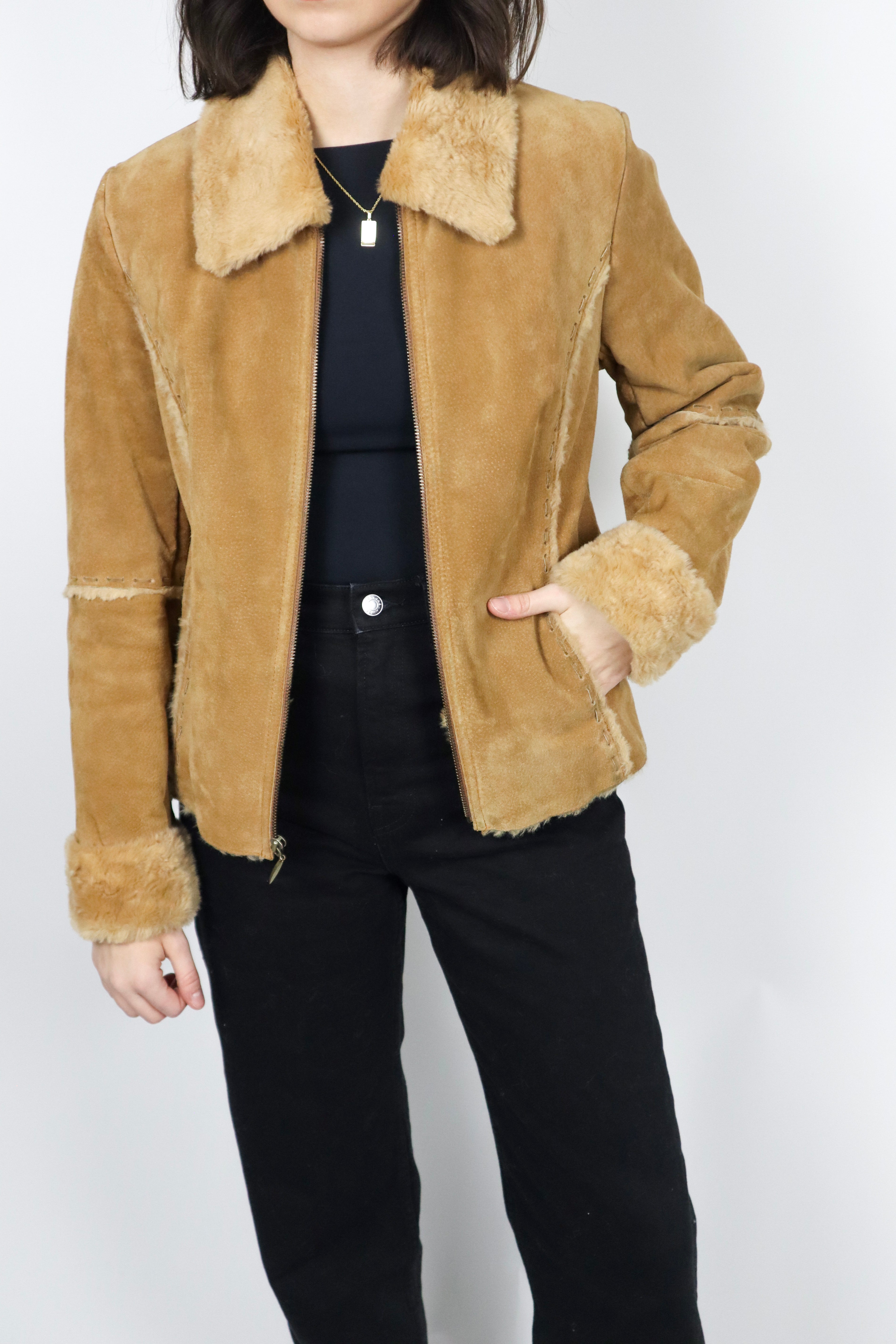 Vintage x Faux Fur Leather Jacket (XS/S)