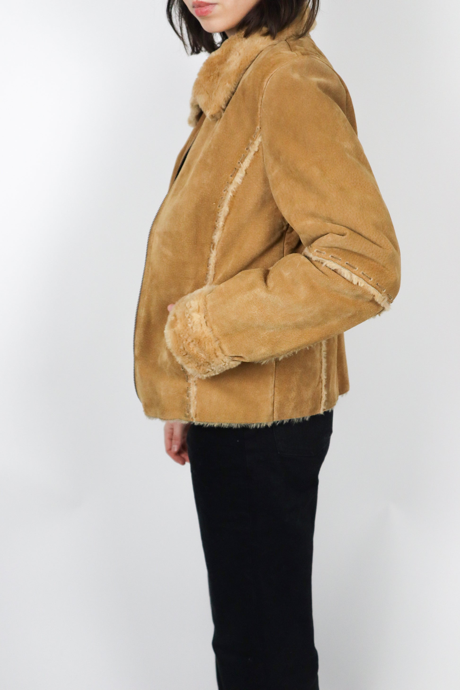 Vintage x Faux Fur Leather Jacket (XS/S)