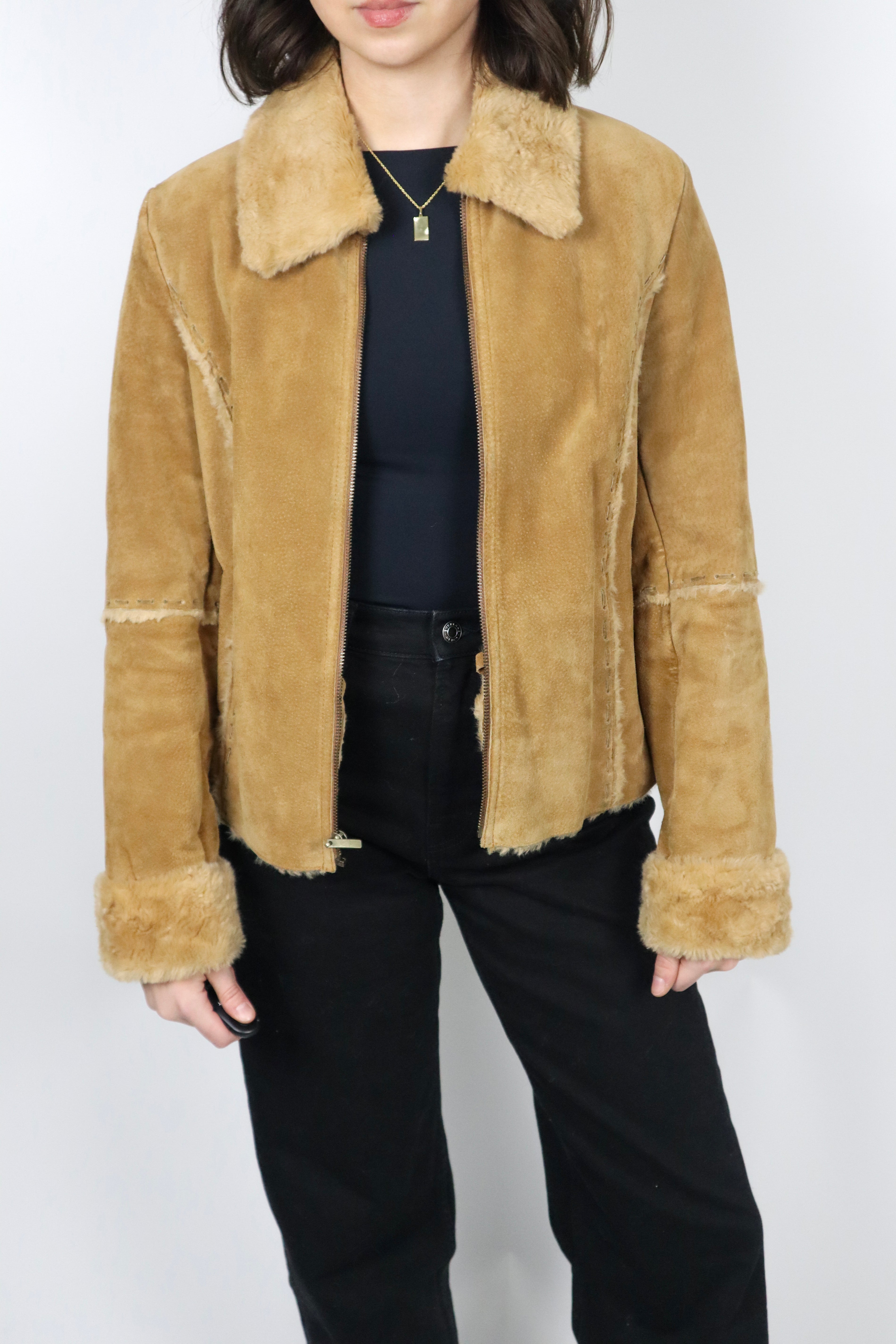 Vintage x Faux Fur Leather Jacket (XS/S)