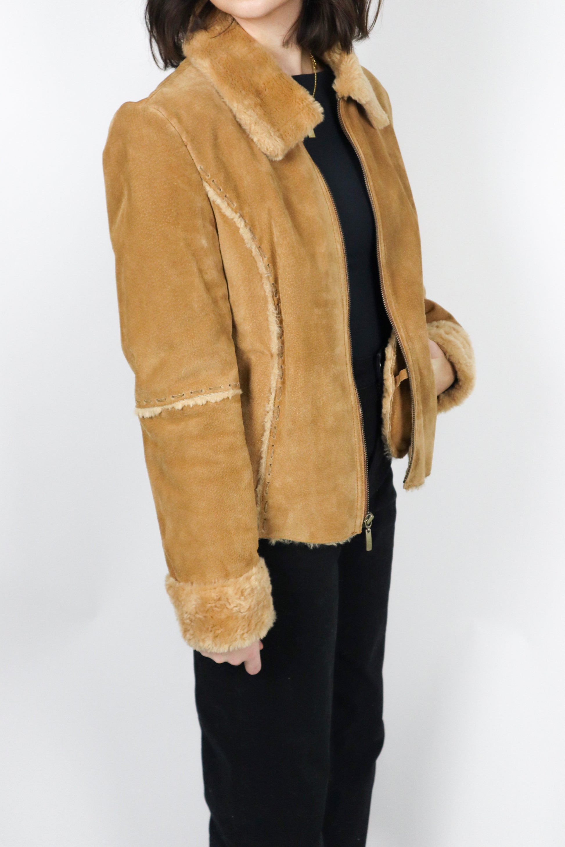 Vintage x Faux Fur Leather Jacket (XS/S)