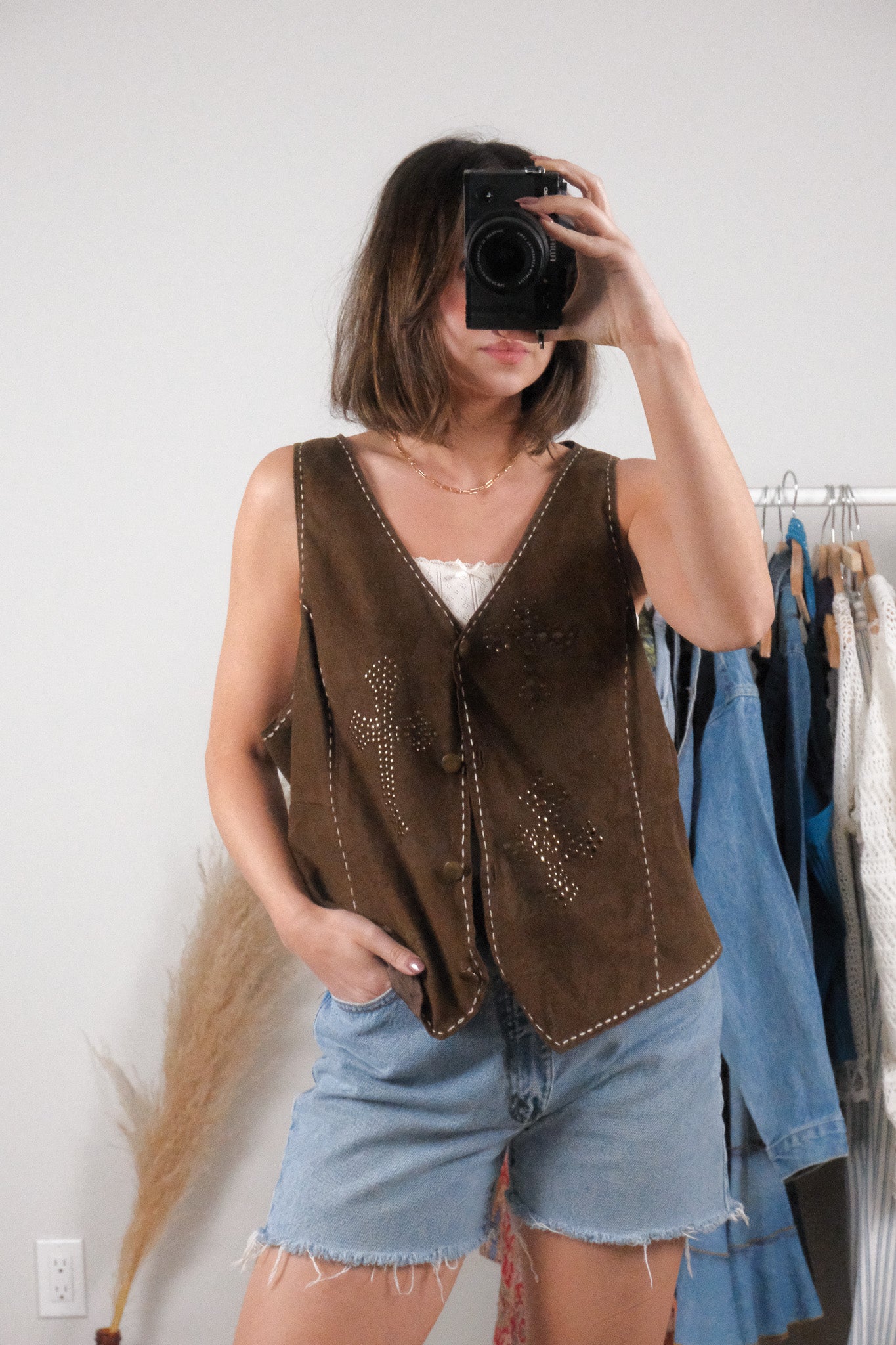 Vintage x Roper Faux Suede Studded Vest (L/XL)