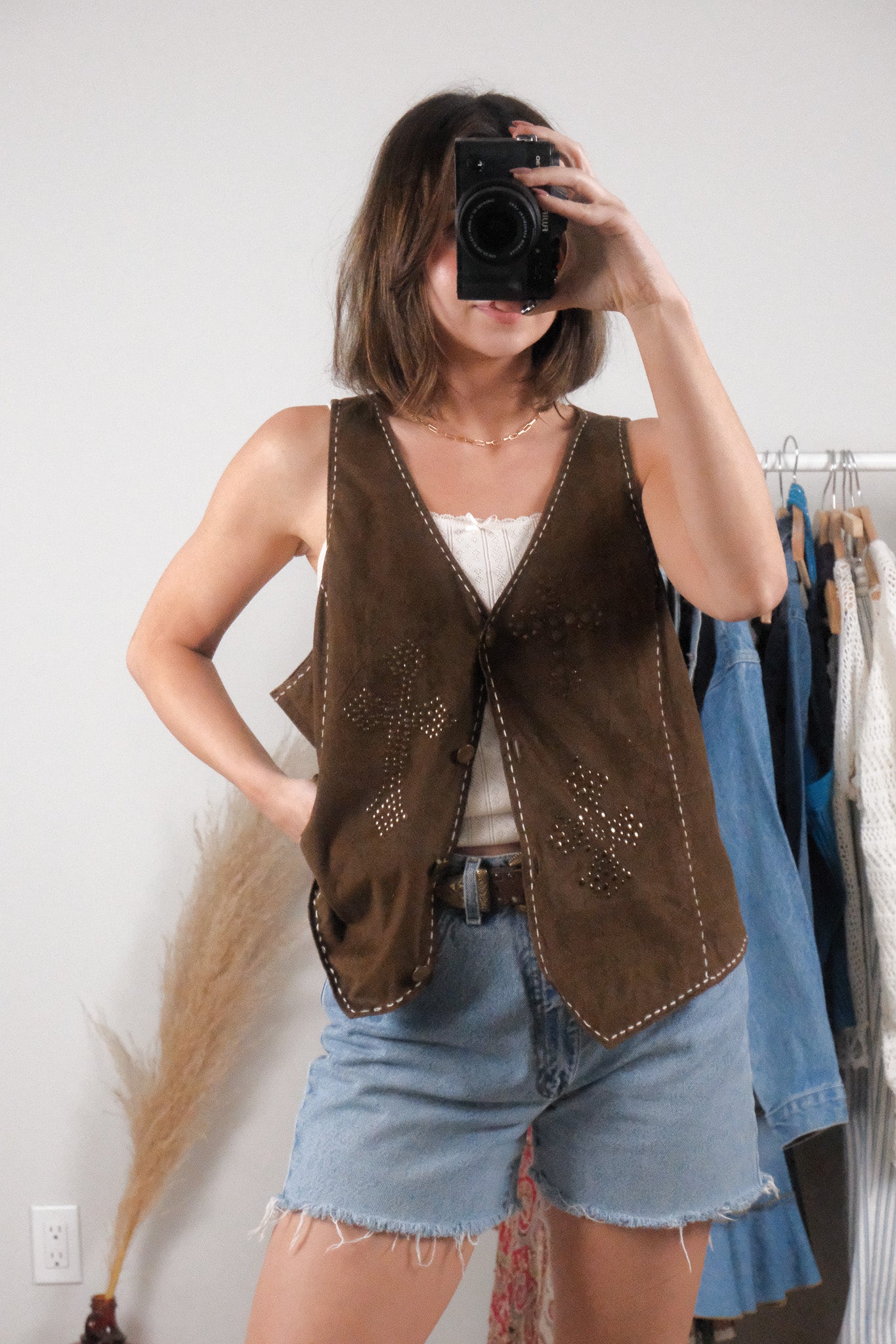 Vintage x Roper Faux Suede Studded Vest (L/XL)