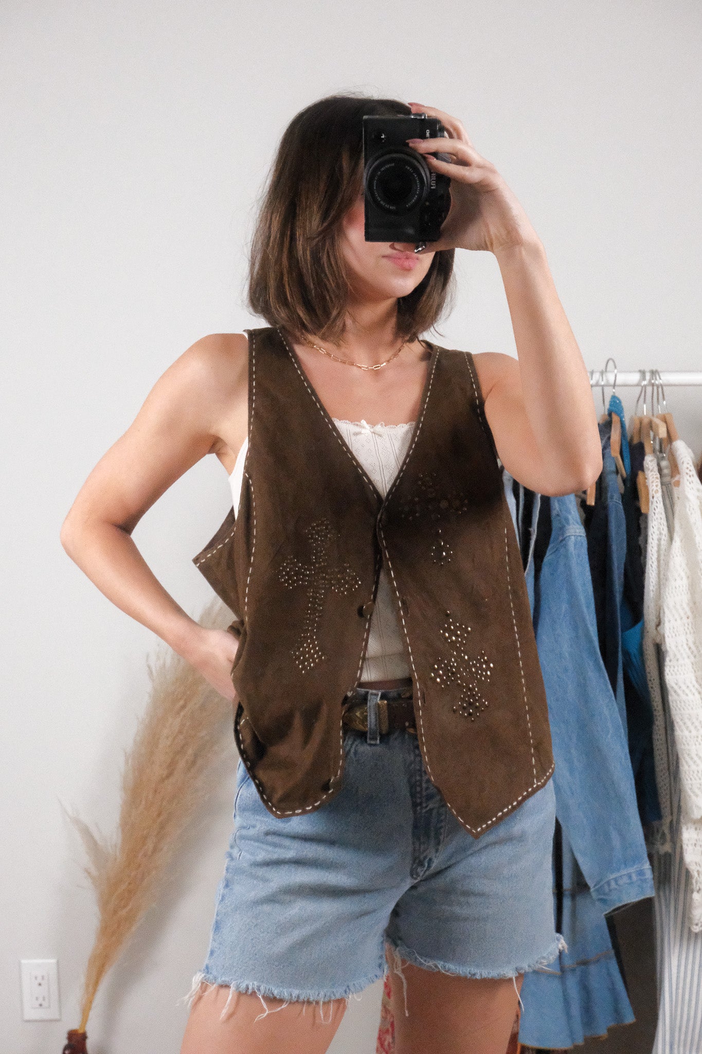 Vintage x Roper Faux Suede Studded Vest (L/XL)