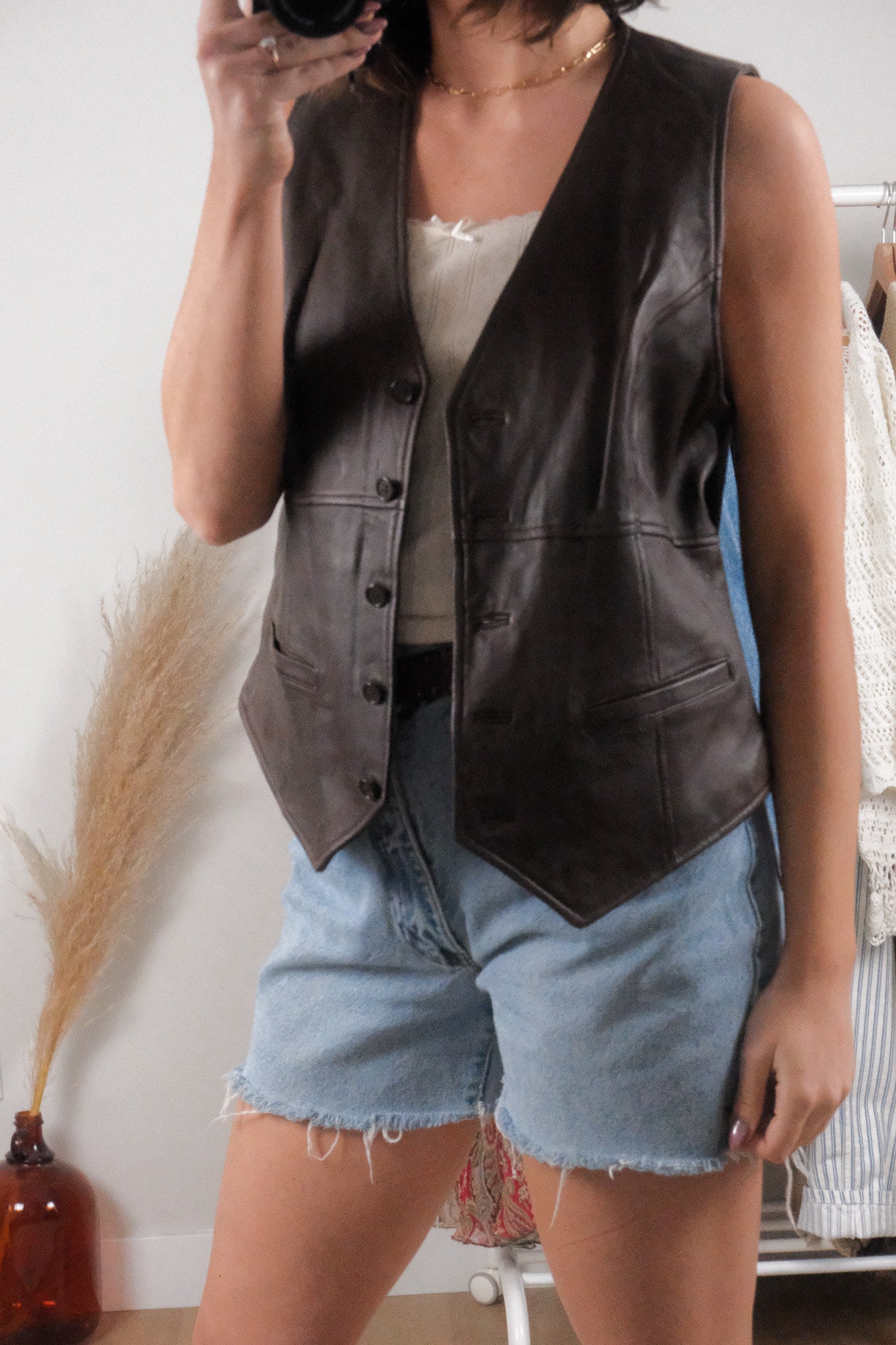 Vintage x Leather Vest (L)