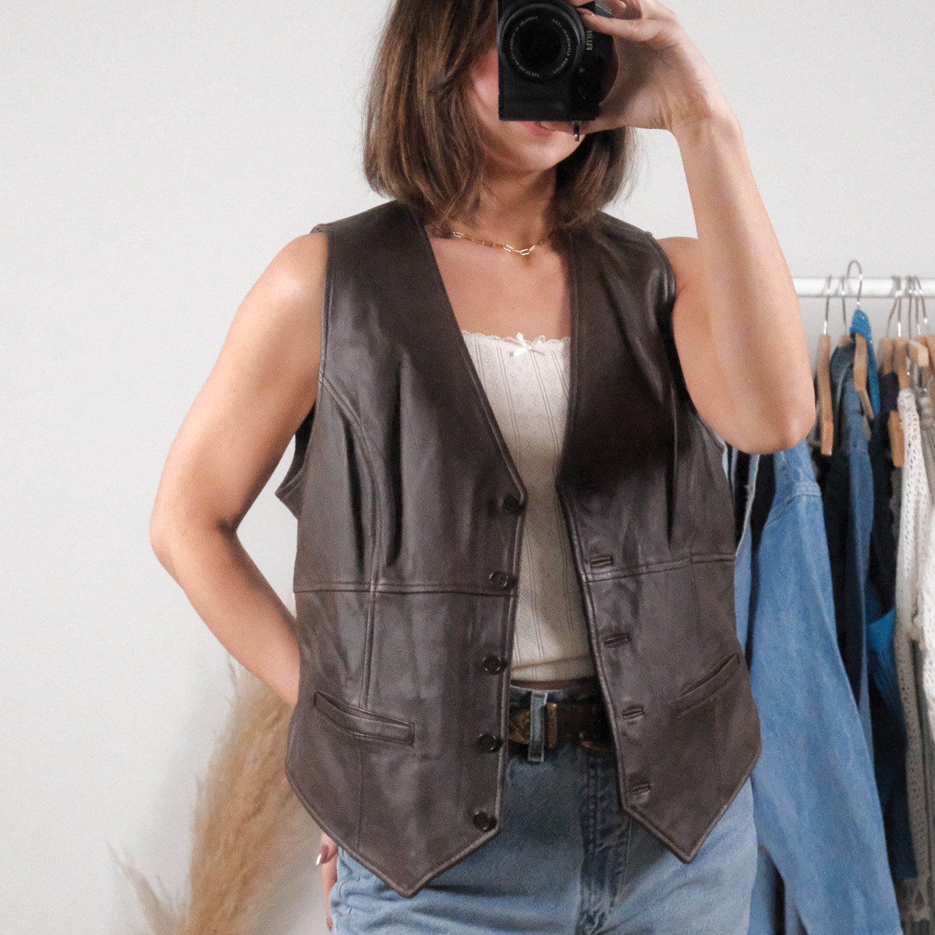 Vintage x Leather Vest (L)