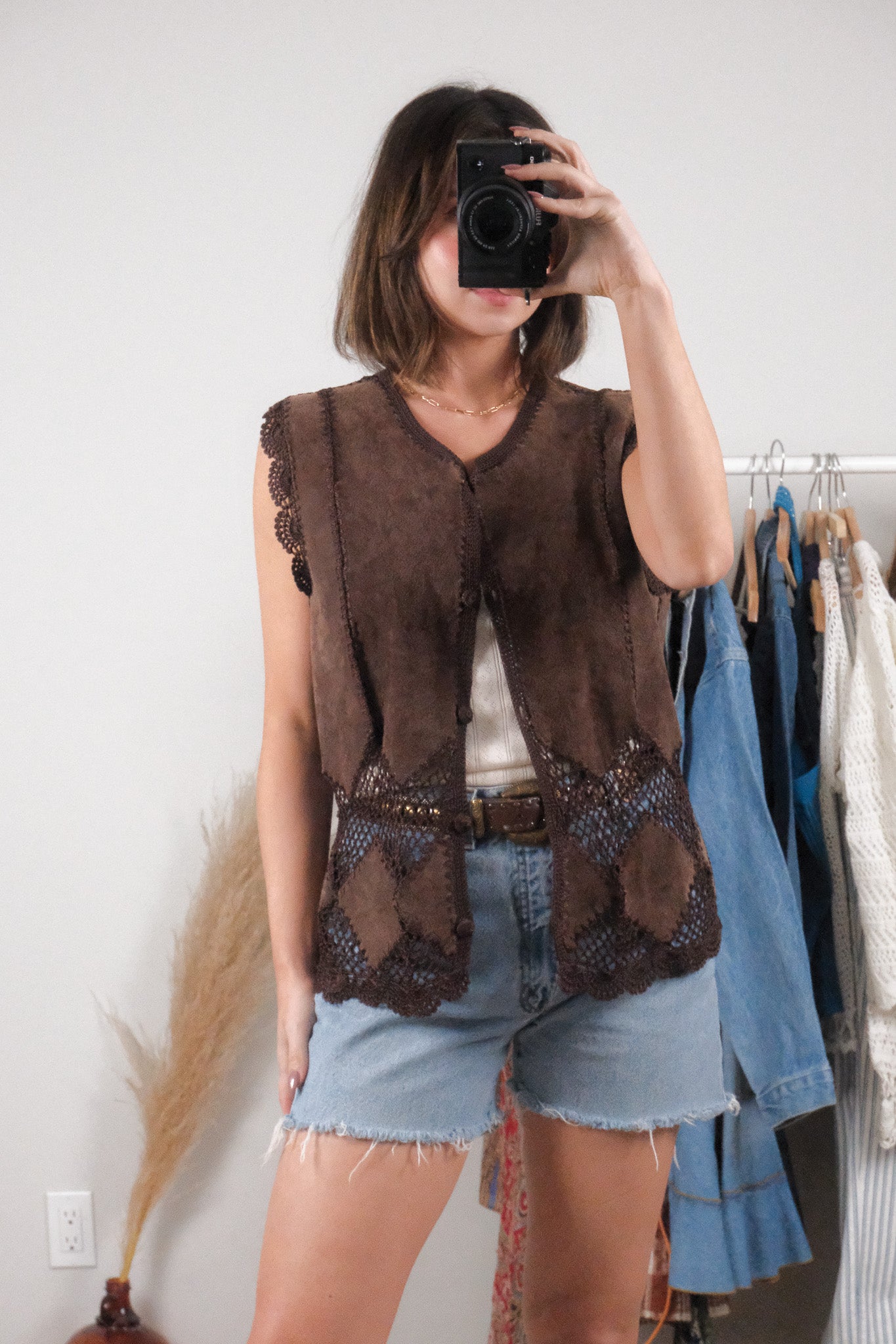 Vintage x Suede/Crochet Vest (L/XL)