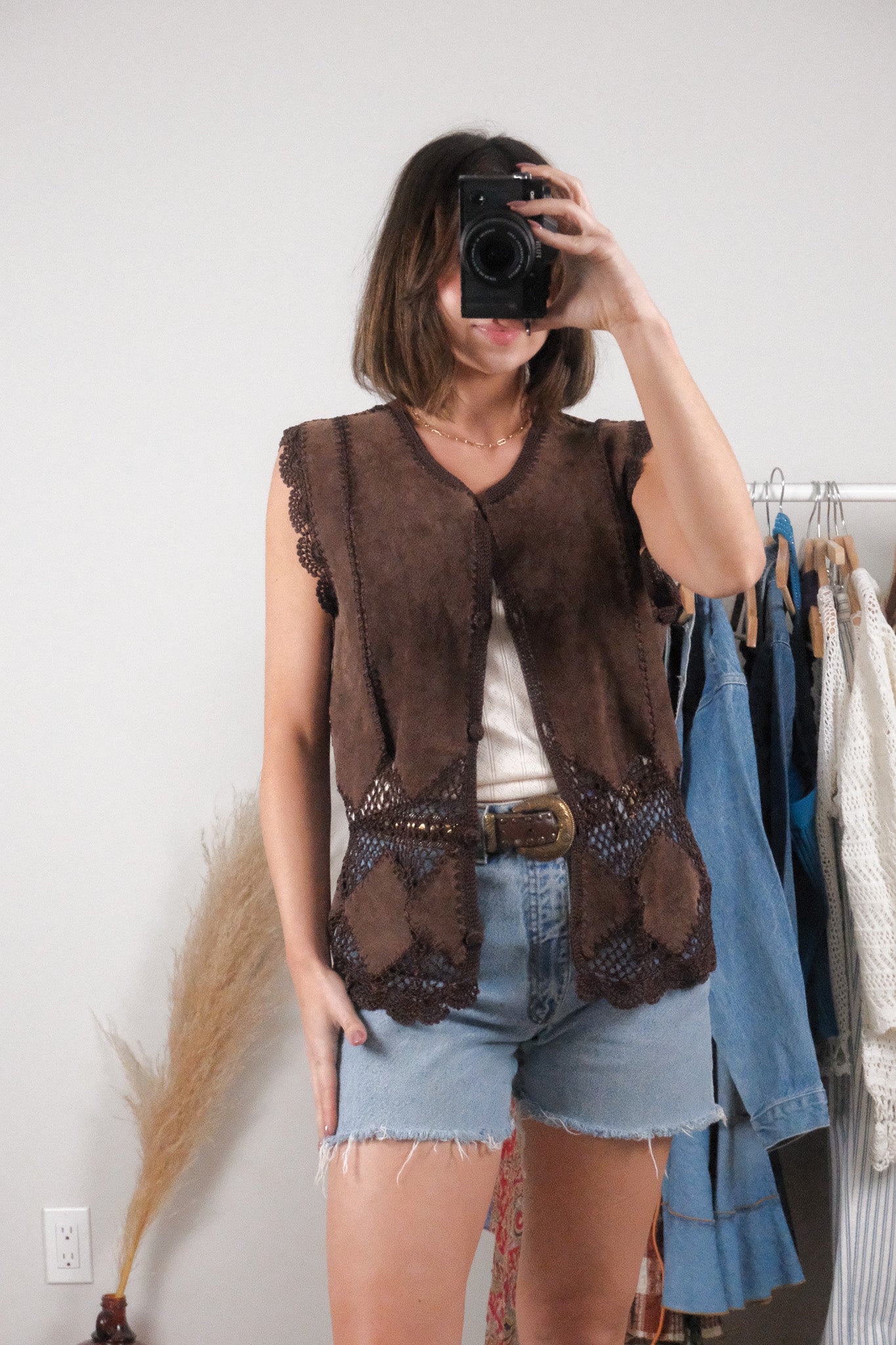 Vintage x Suede/Crochet Vest (L/XL)