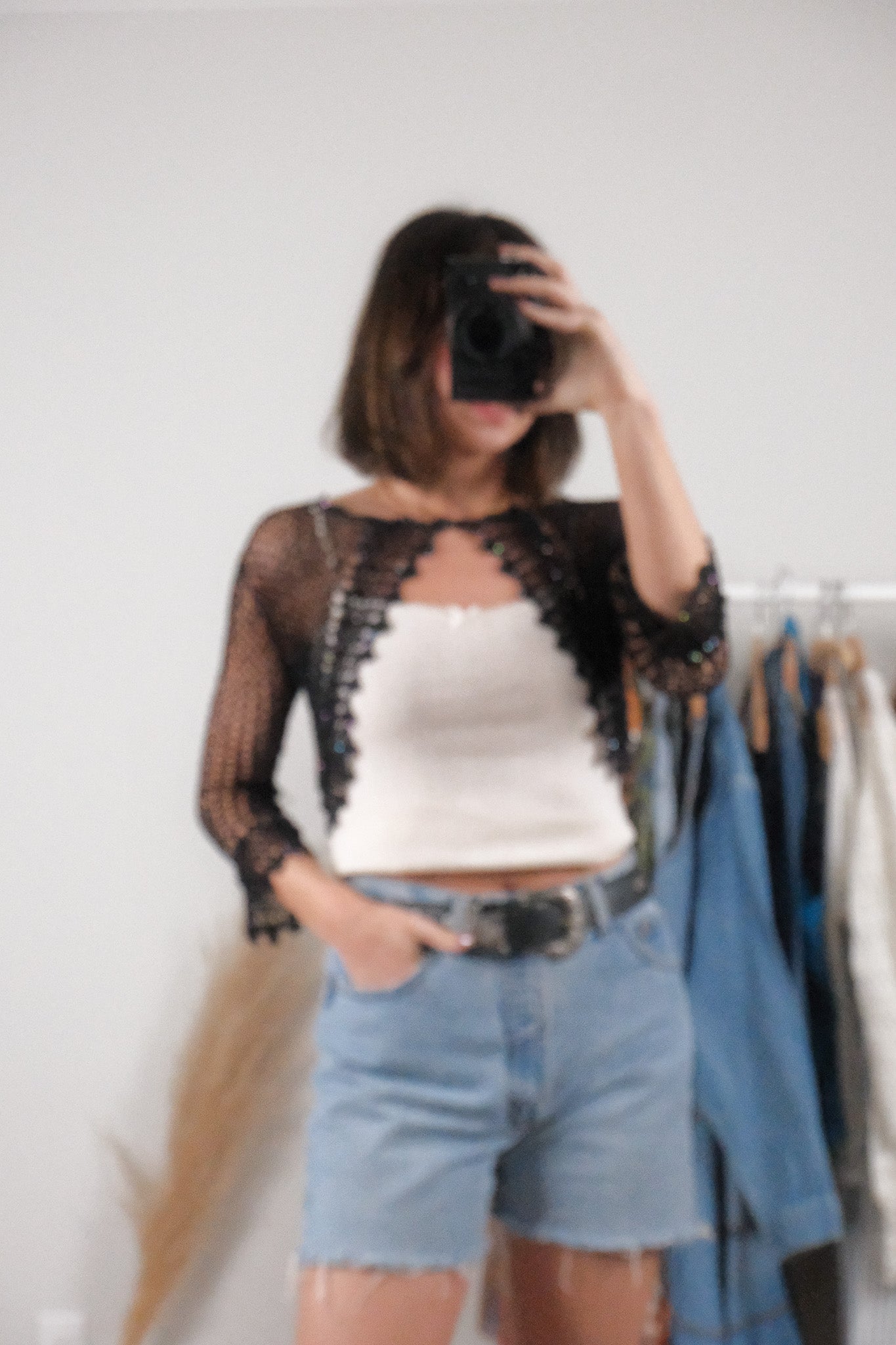 Vintage x Beaded Crochet Cropped Cardigan (XS)