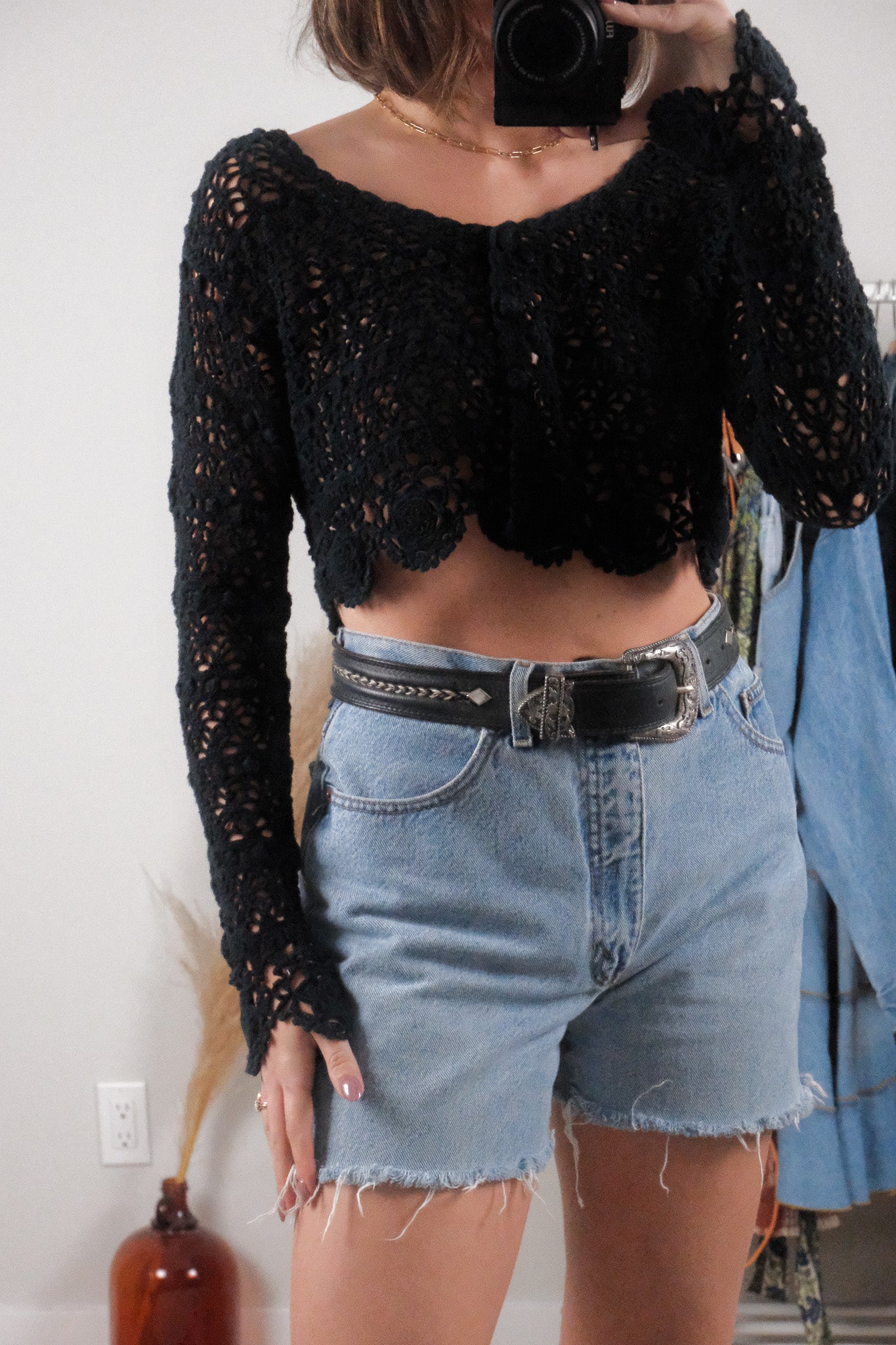 Vintage x Cotton Crochet Cropped Cardigan (XS-M)