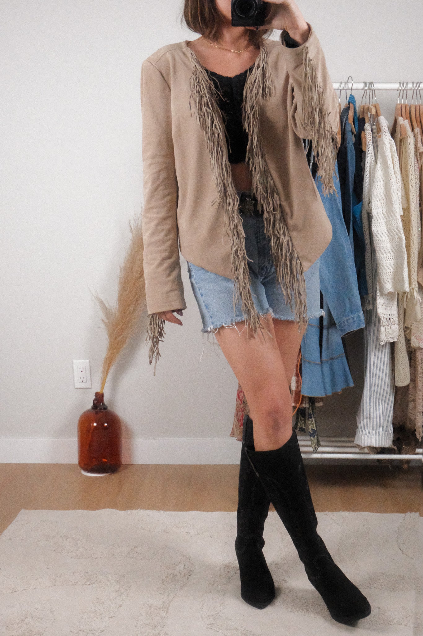 Guess x Faux Suede Fringe Jacket (M)