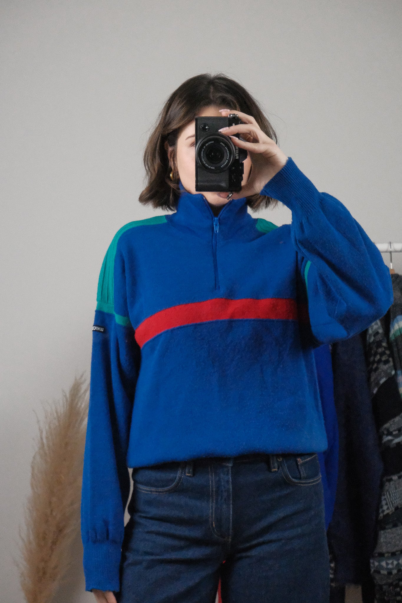 Made in Canada x Vintage x Wool Blend Multicolour Quarter Zip (M)