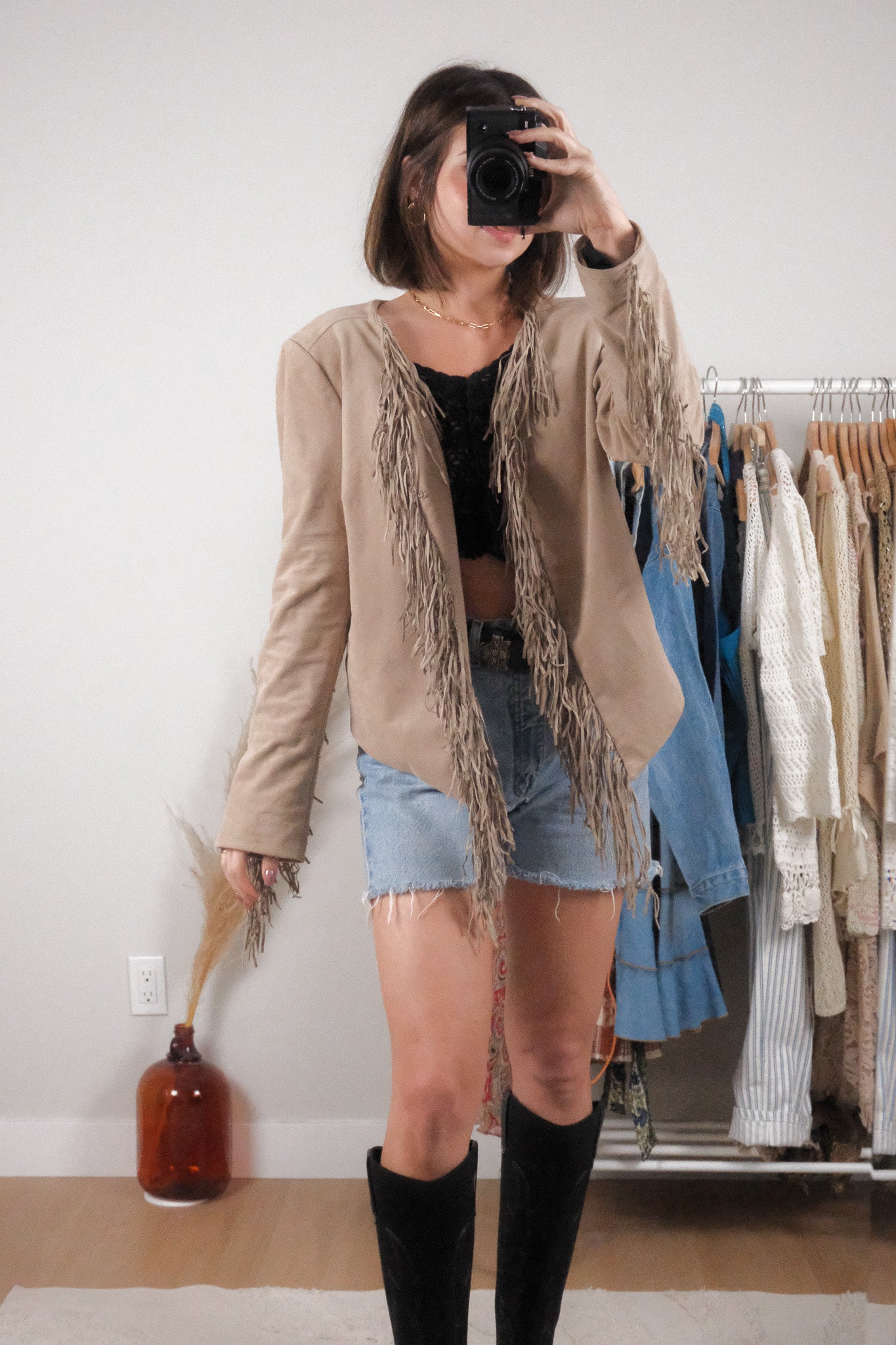 Guess x Faux Suede Fringe Jacket (M)