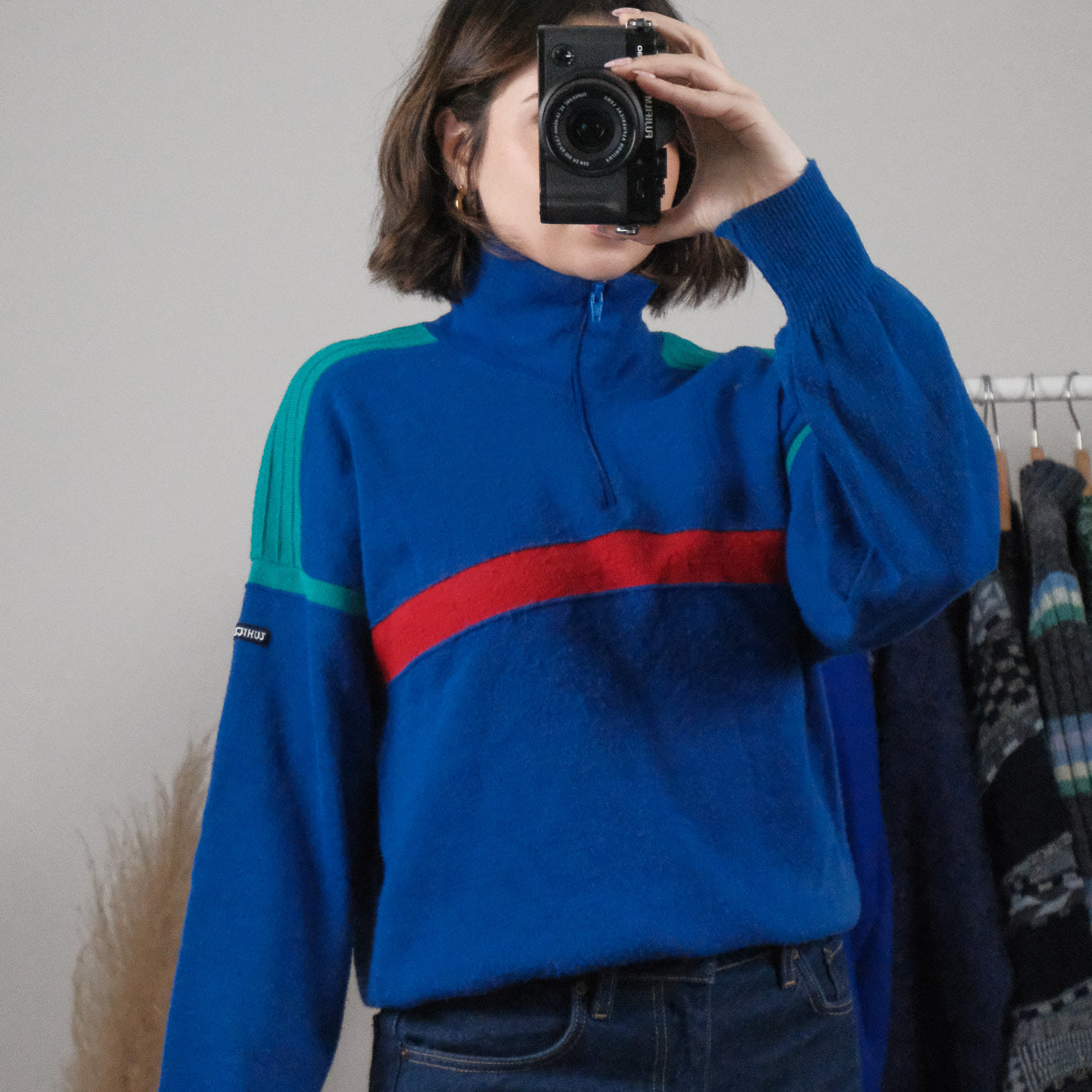 Made in Canada x Vintage x Wool Blend Multicolour Quarter Zip (M)