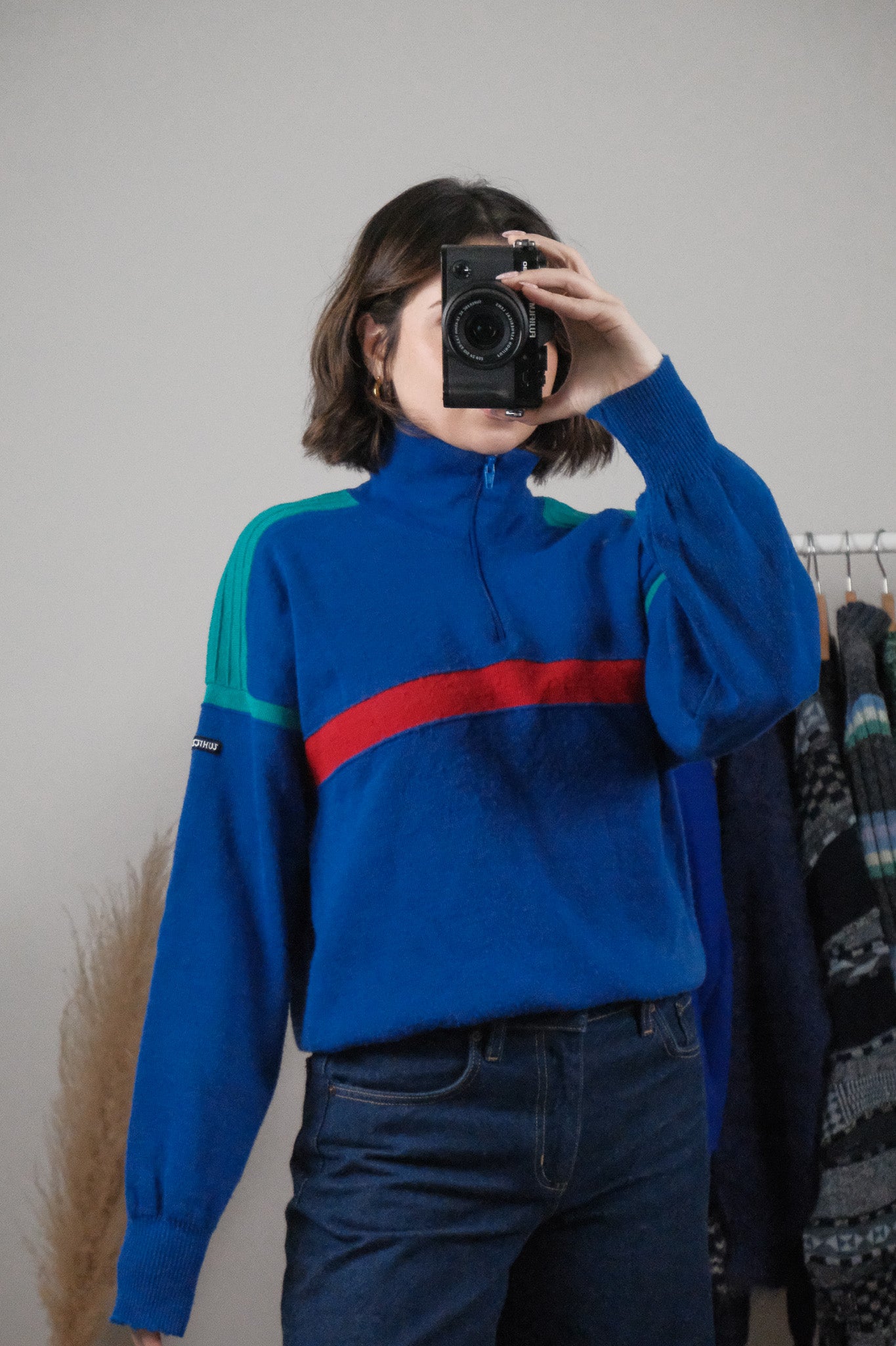 Made in Canada x Vintage x Wool Blend Multicolour Quarter Zip (M)