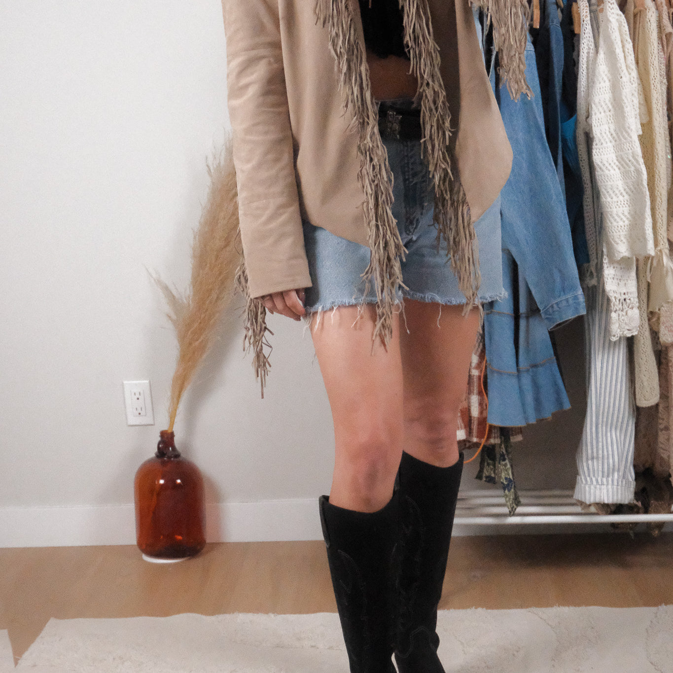 Guess x Faux Suede Fringe Jacket (M)