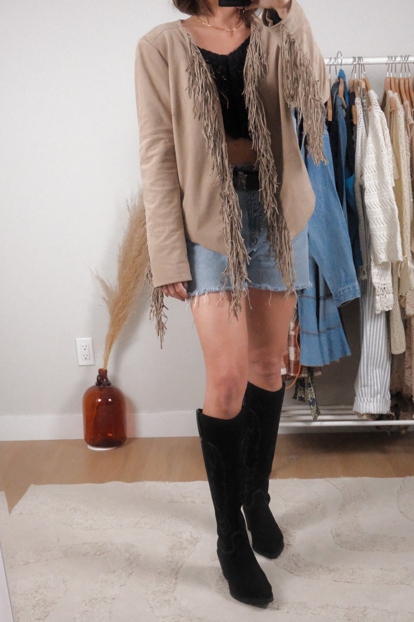 Guess x Faux Suede Fringe Jacket (M)