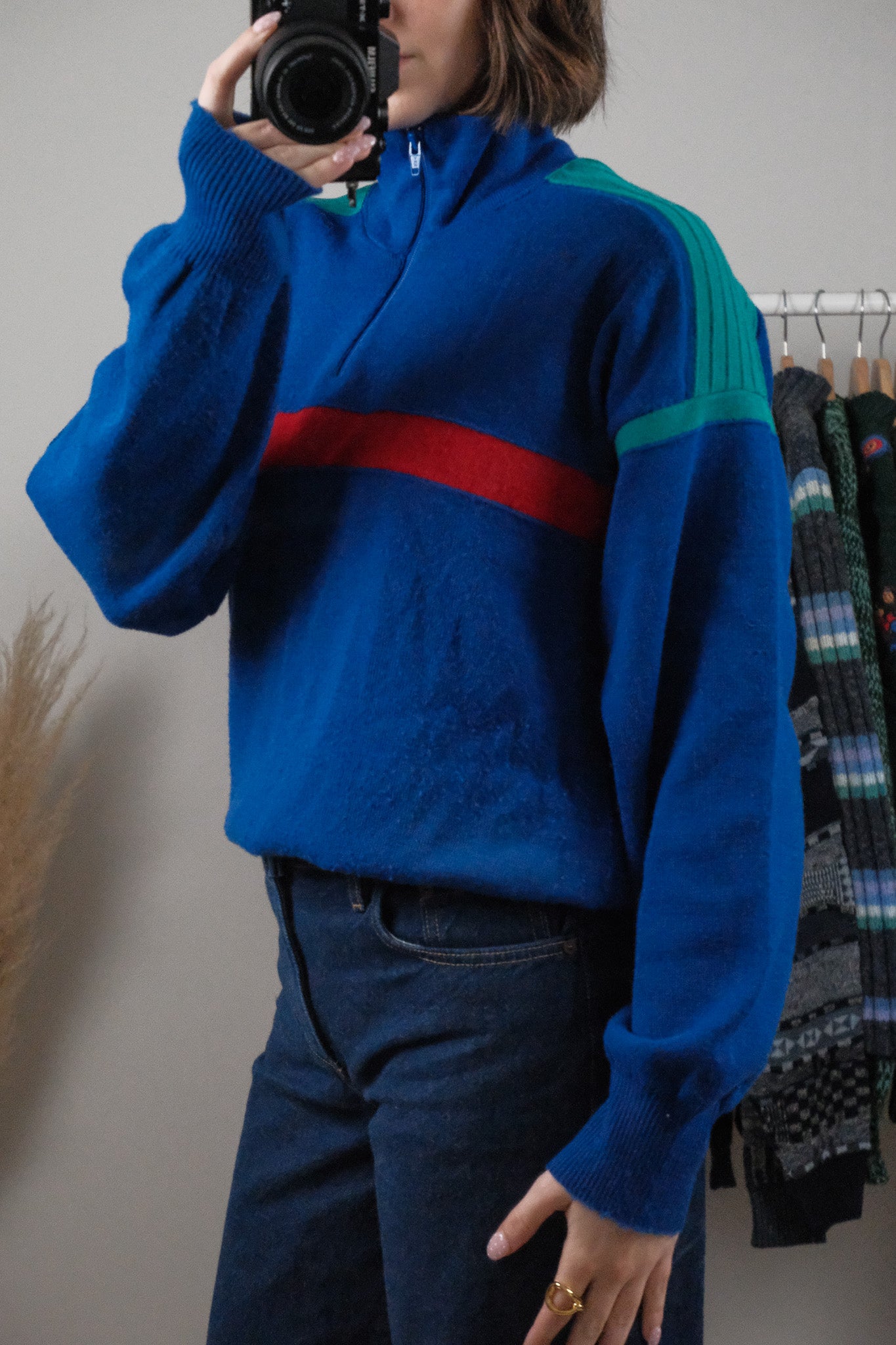 Made in Canada x Vintage x Wool Blend Multicolour Quarter Zip (M)