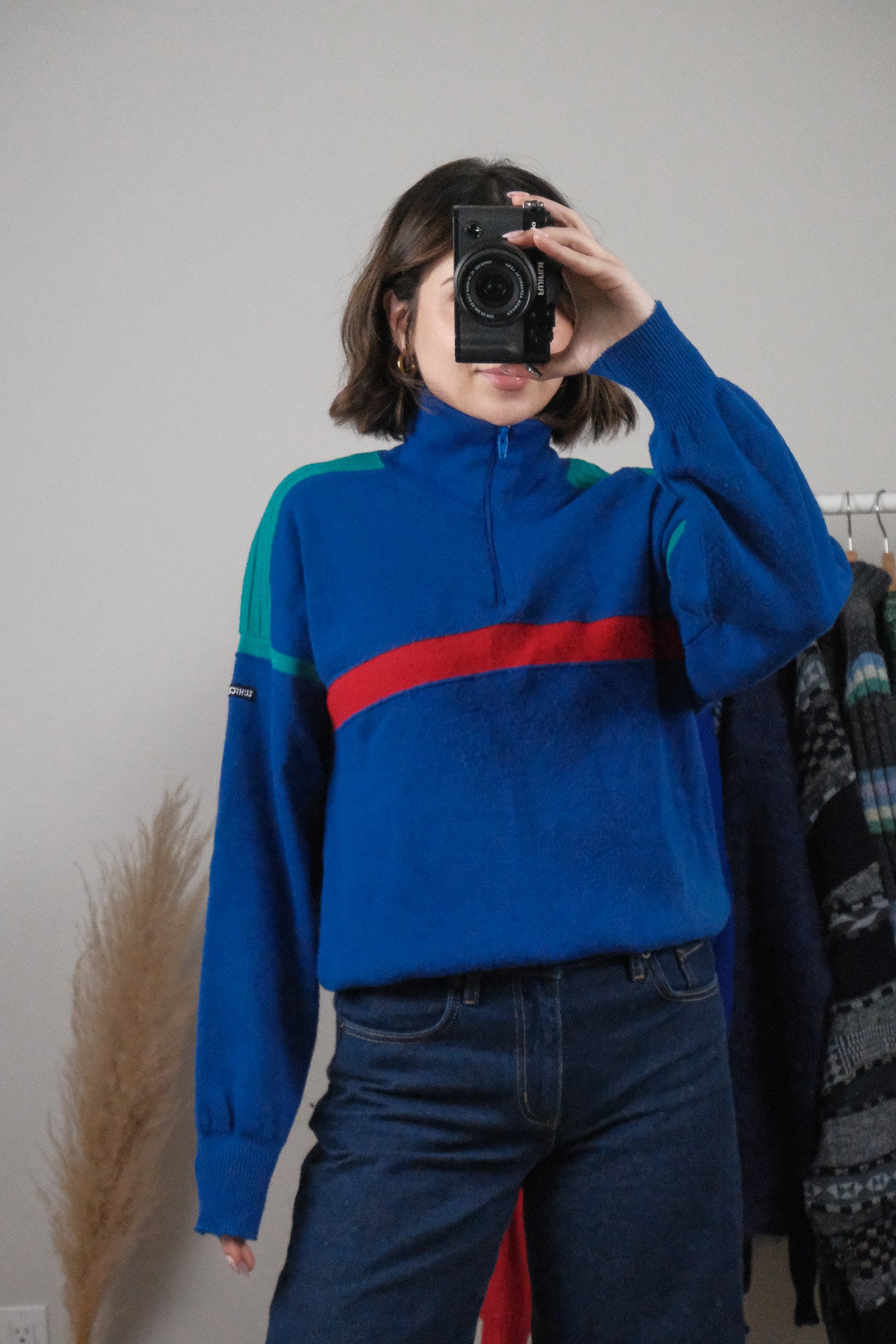 Made in Canada x Vintage x Wool Blend Multicolour Quarter Zip (M)