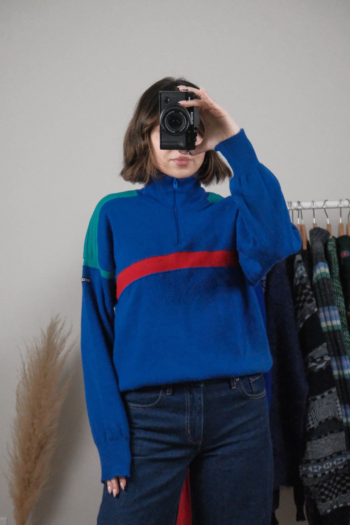 Made in Canada x Vintage x Wool Blend Multicolour Quarter Zip (M)