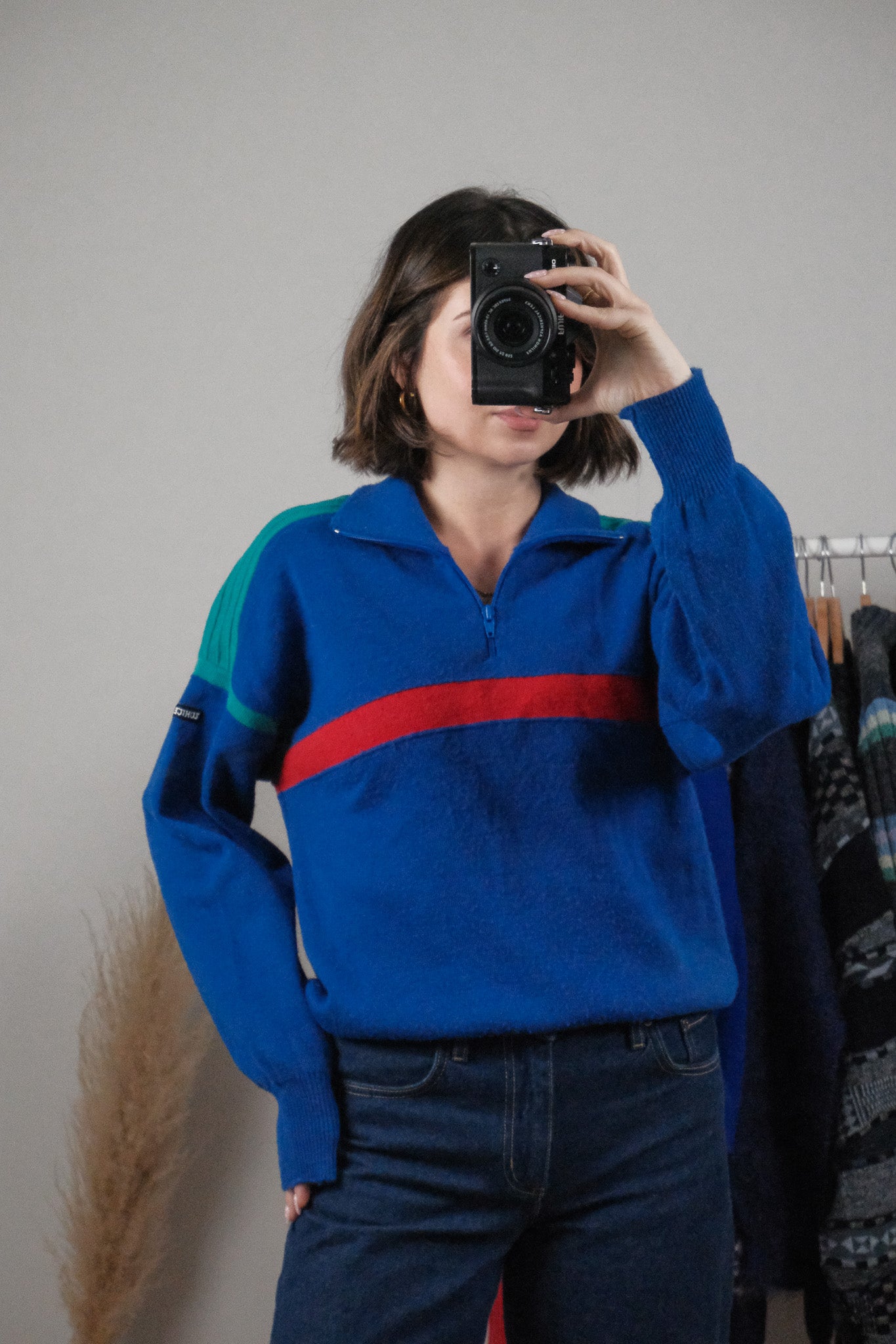 Made in Canada x Vintage x Wool Blend Multicolour Quarter Zip (M)