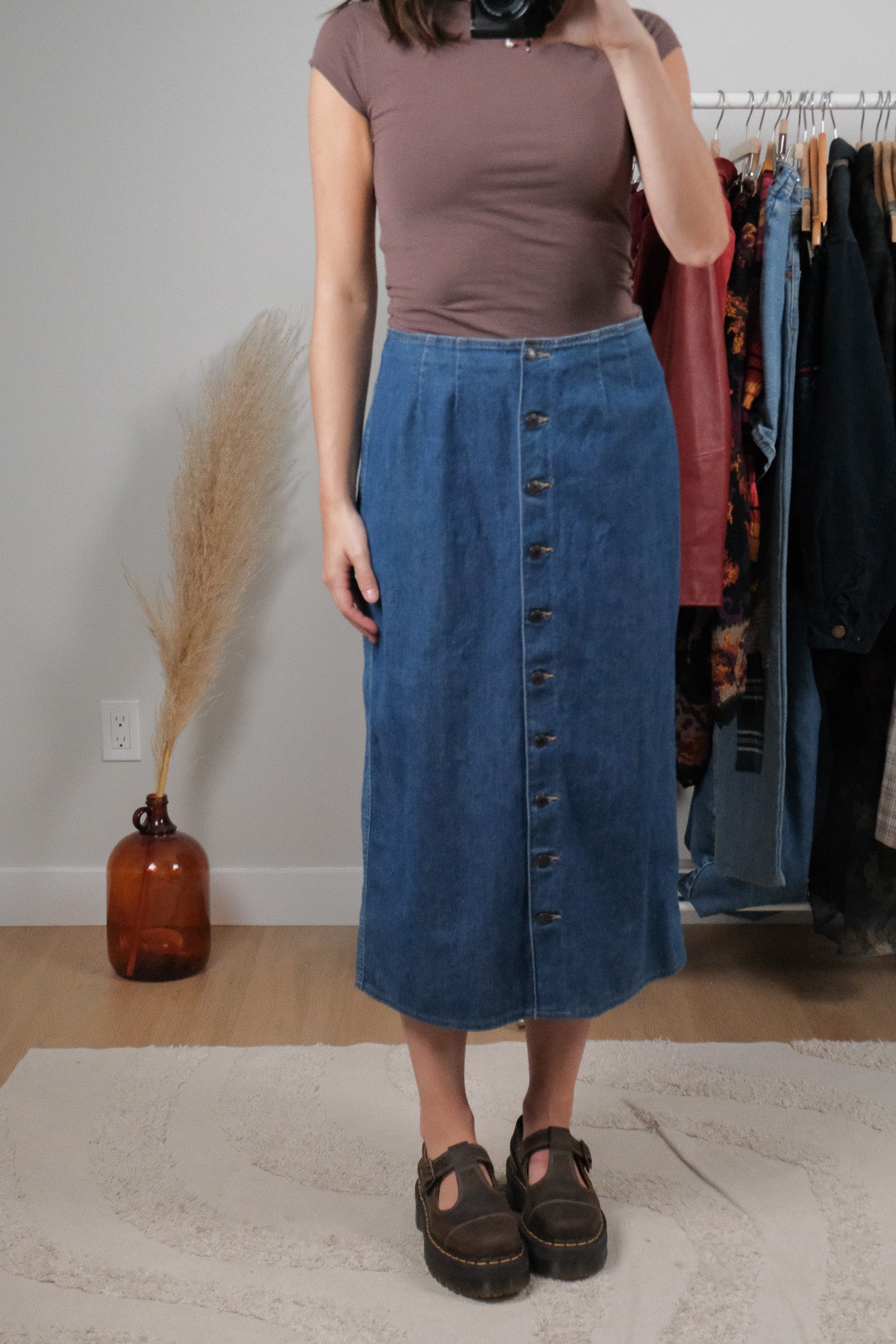 Vintage x Cotton Denim Button Maxi (6)
