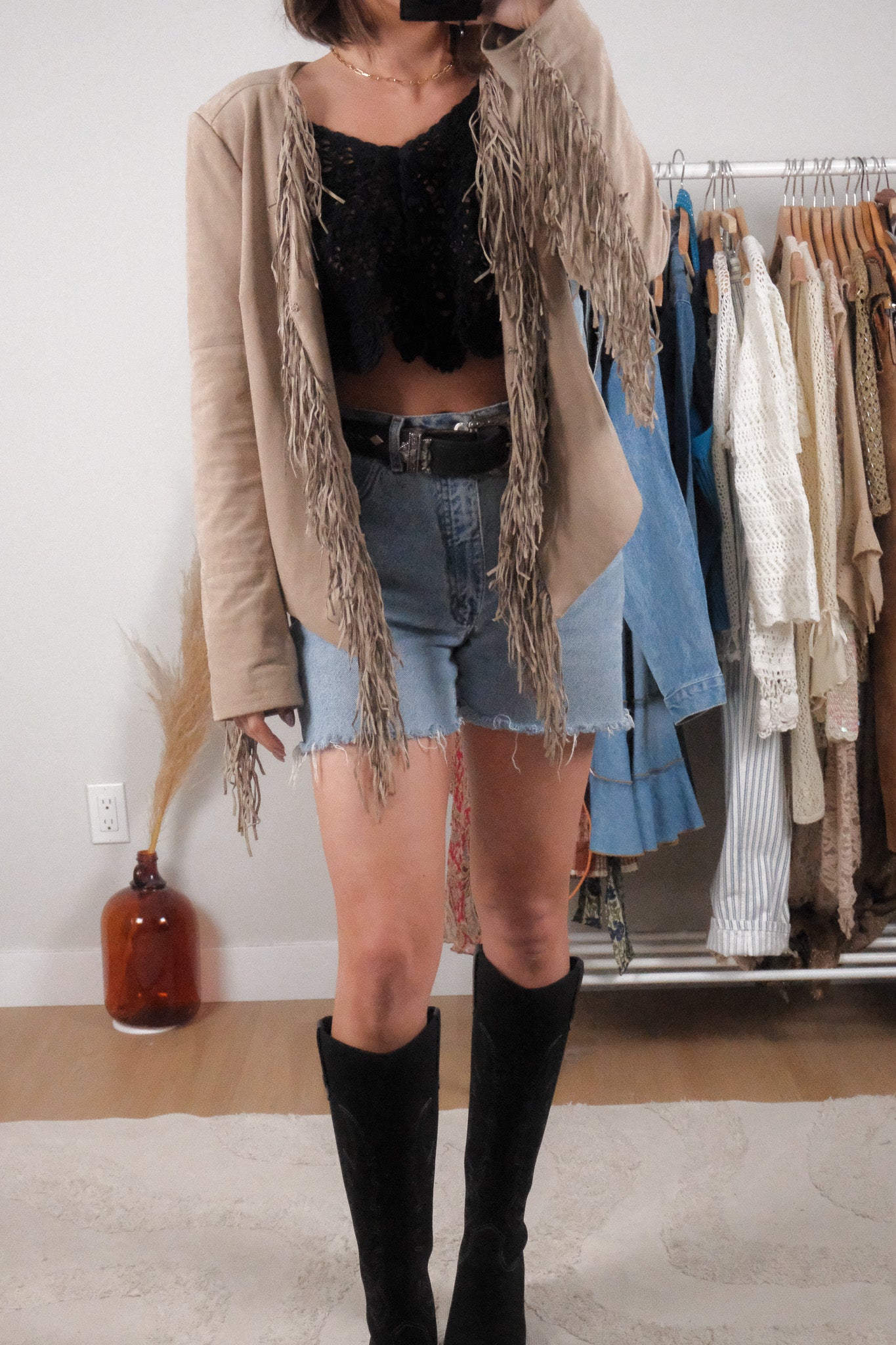 Guess x Faux Suede Fringe Jacket (M)
