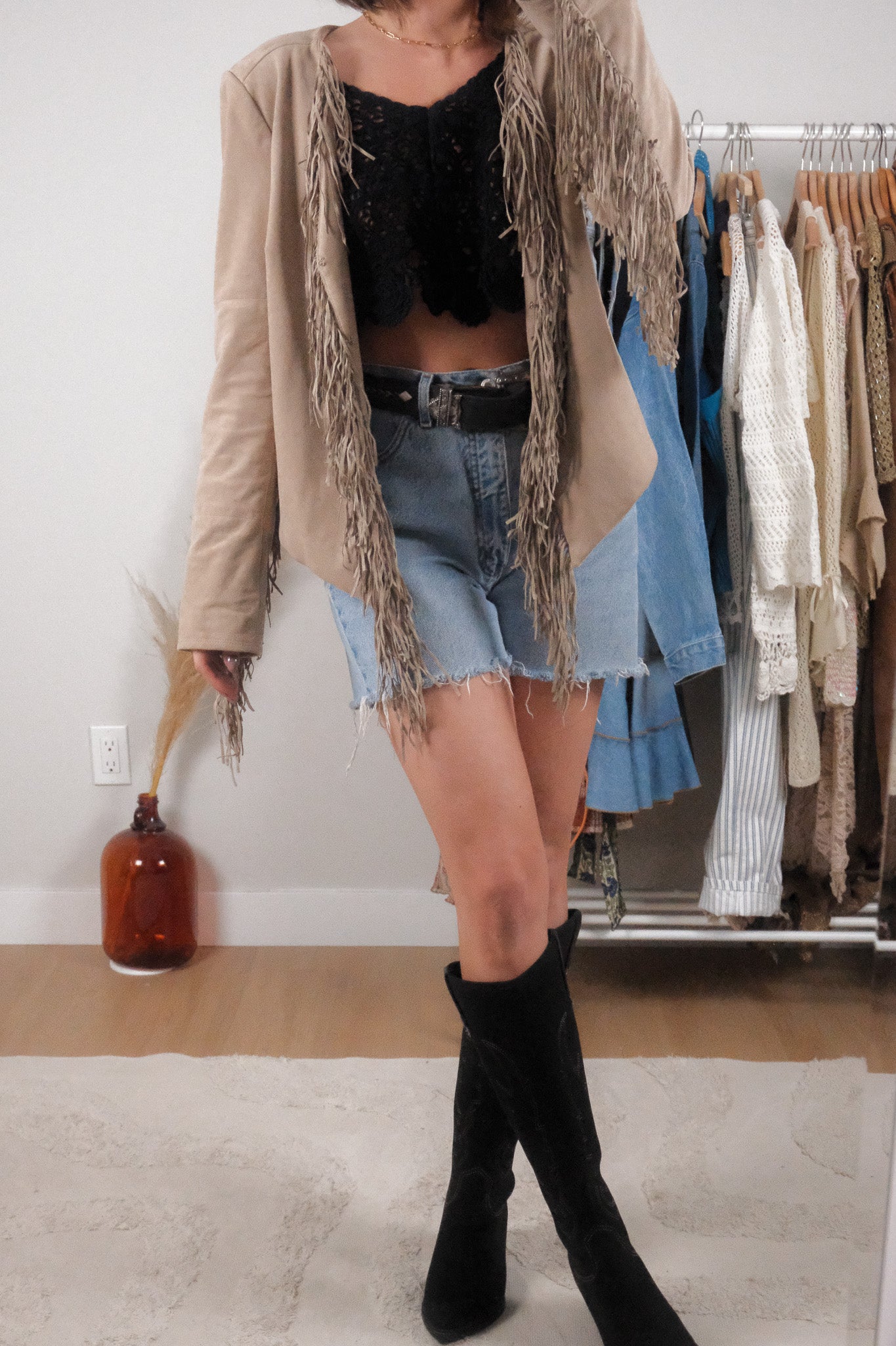 Guess x Faux Suede Fringe Jacket (M)