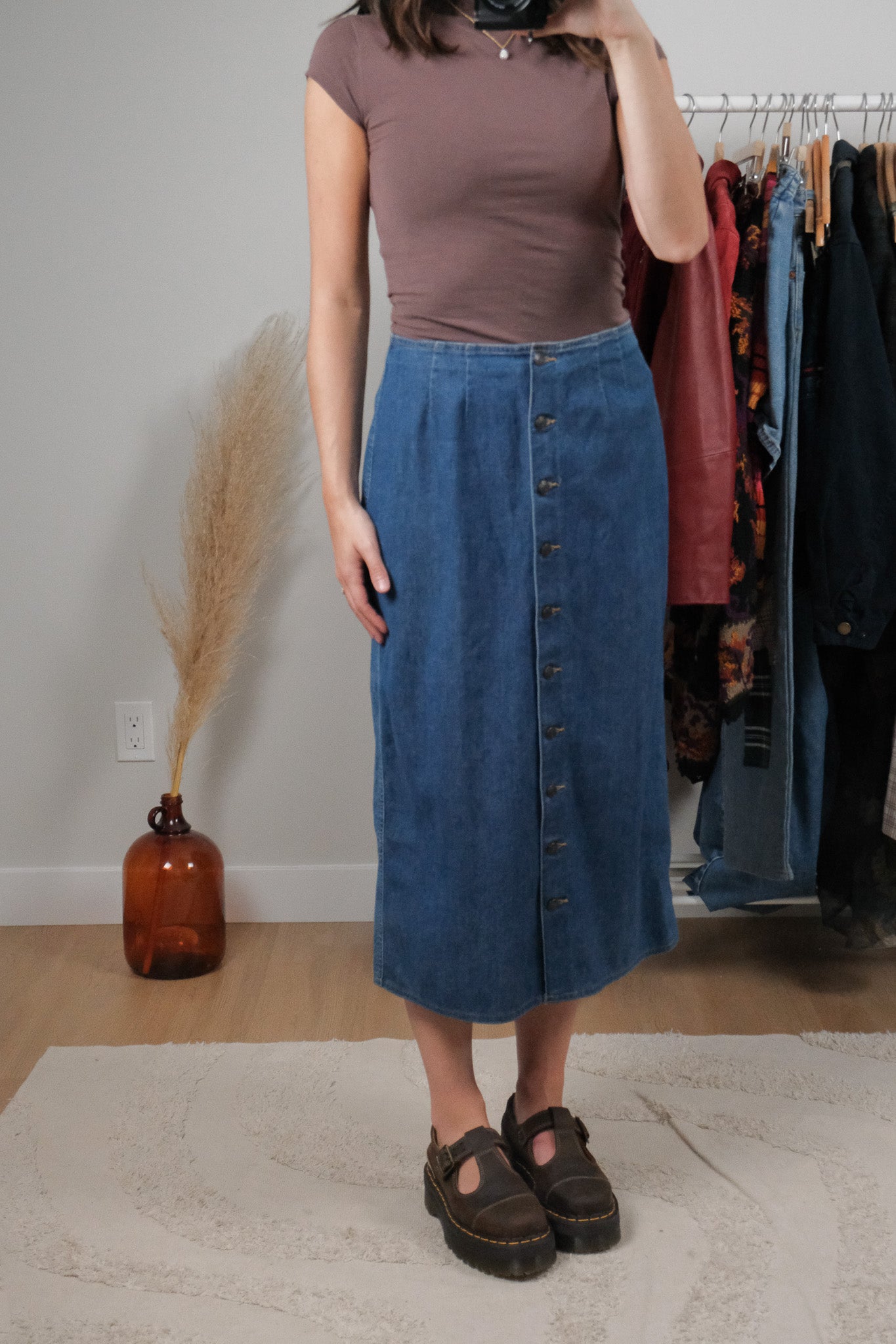 Vintage x Cotton Denim Button Maxi (6)