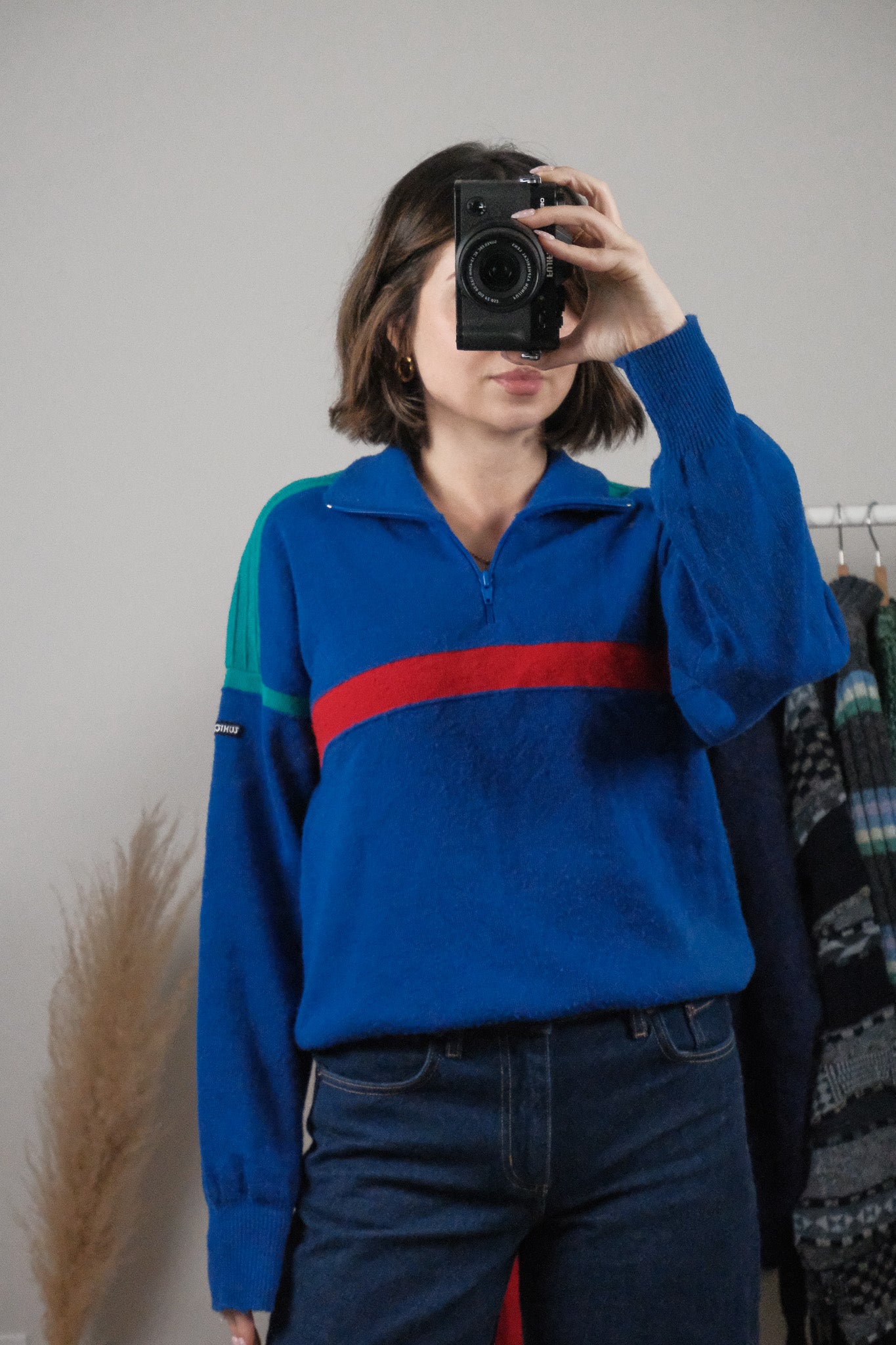 Made in Canada x Vintage x Wool Blend Multicolour Quarter Zip (M)