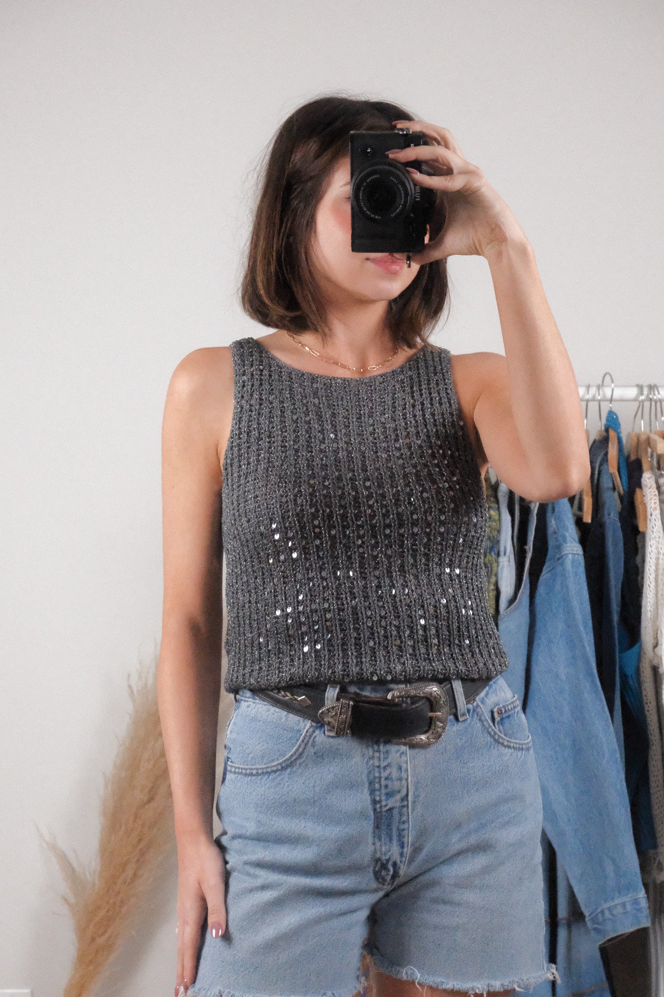Vintage x Sequin Knit Tank Top (S)