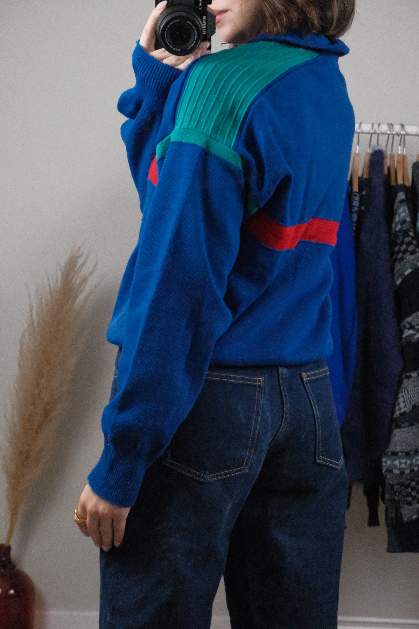 Made in Canada x Vintage x Wool Blend Multicolour Quarter Zip (M)