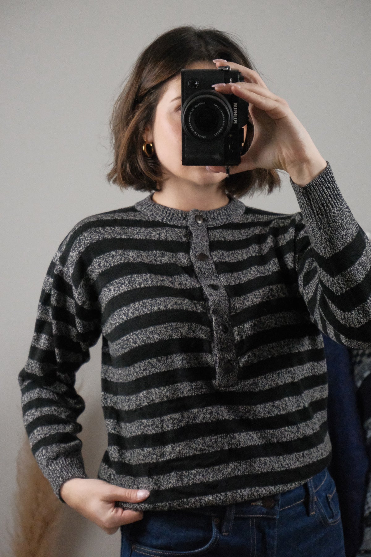 Vintage x Striped Henley Sweater (XS/S)