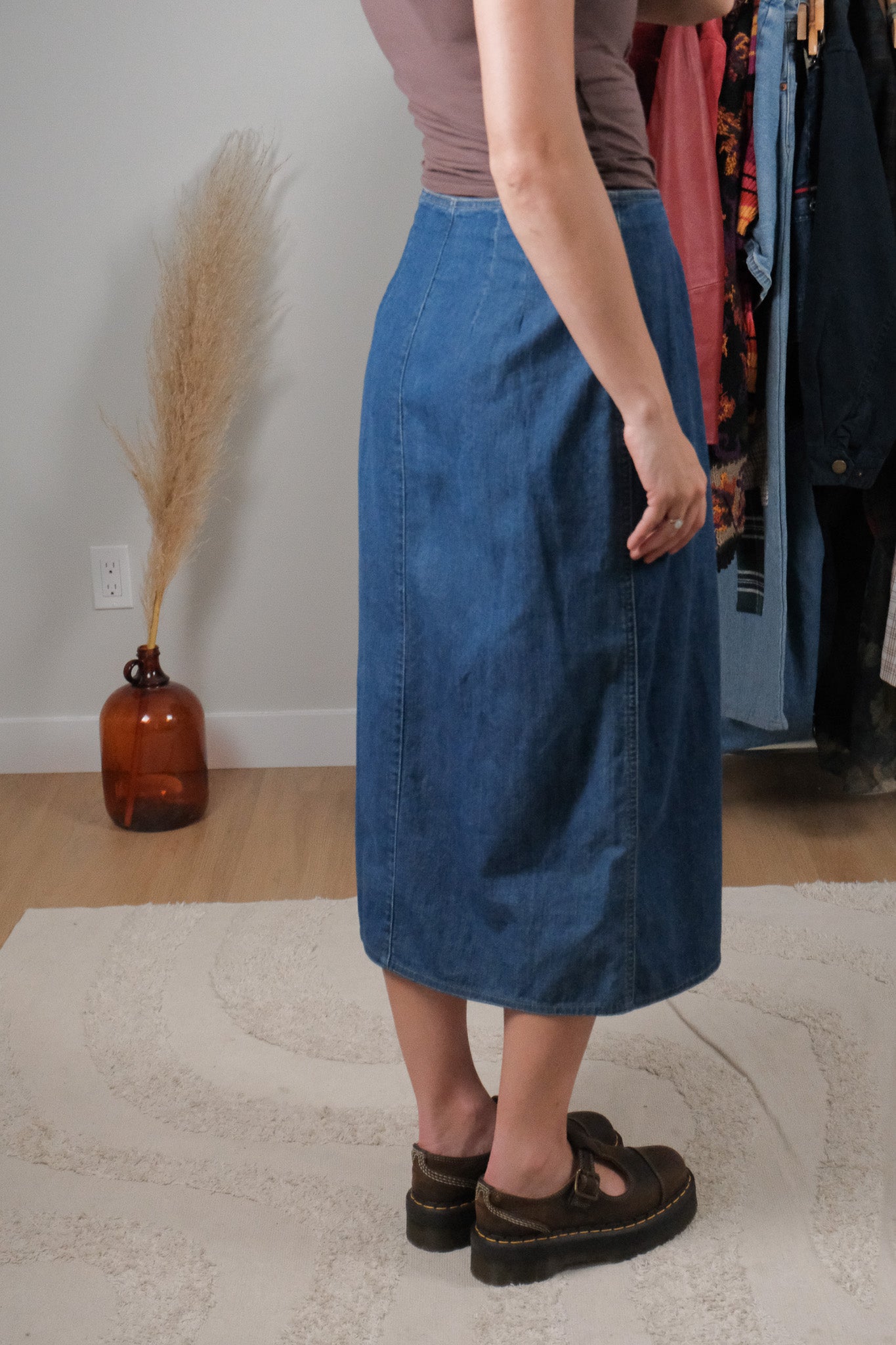 Vintage x Cotton Denim Button Maxi (6)