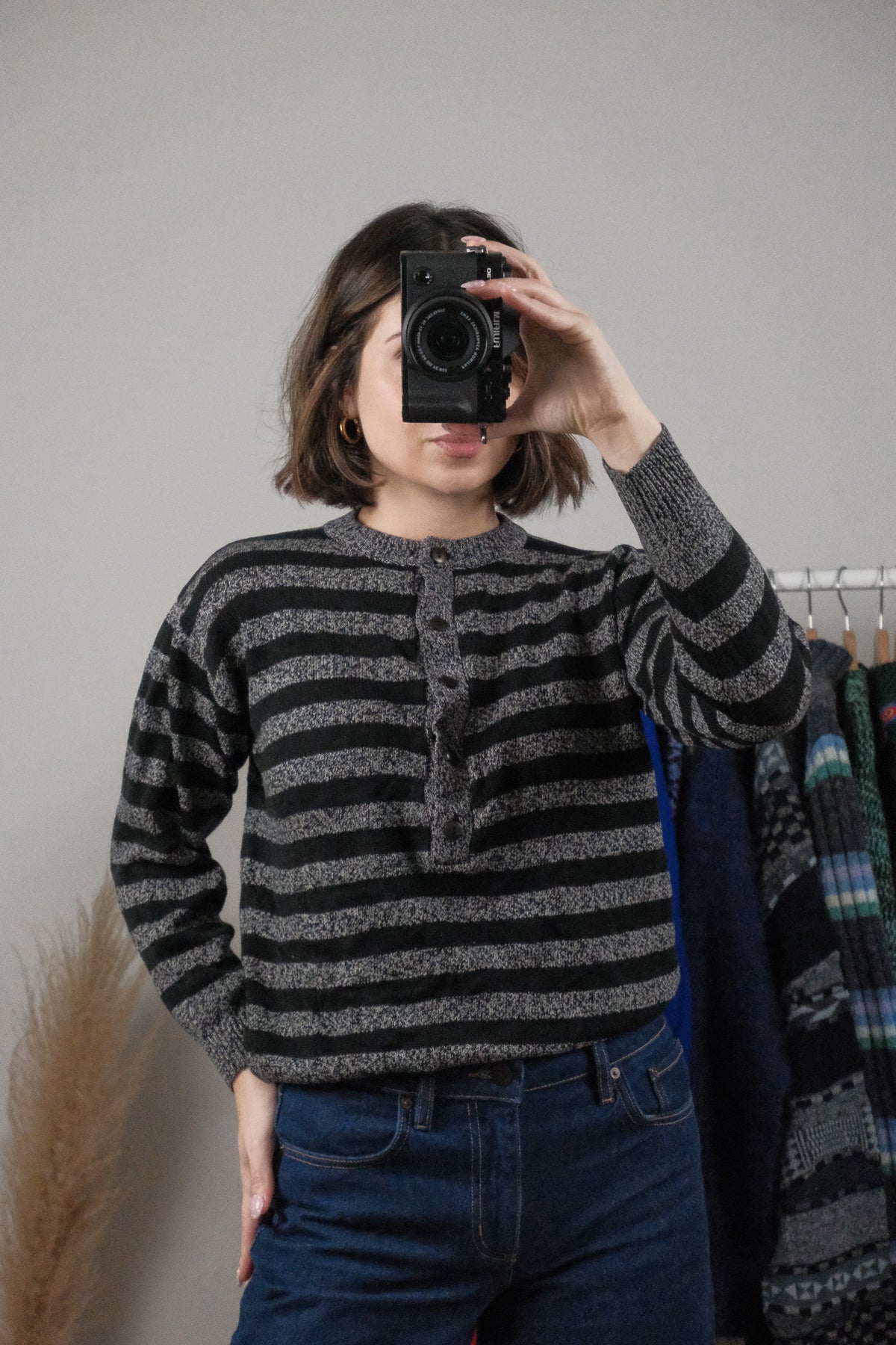 Vintage x Striped Henley Sweater (XS/S)