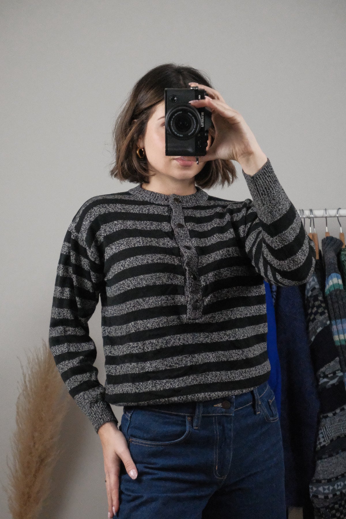 Vintage x Striped Henley Sweater (XS/S)