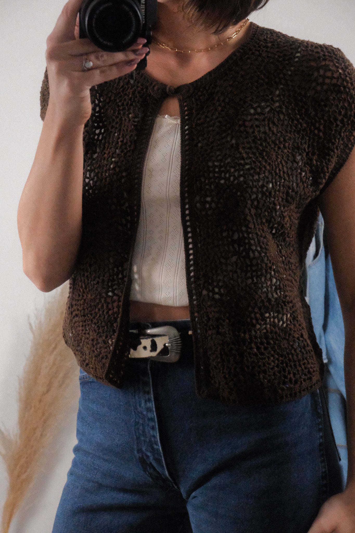 Vintage x Crochet Clasp Cardigan (M)