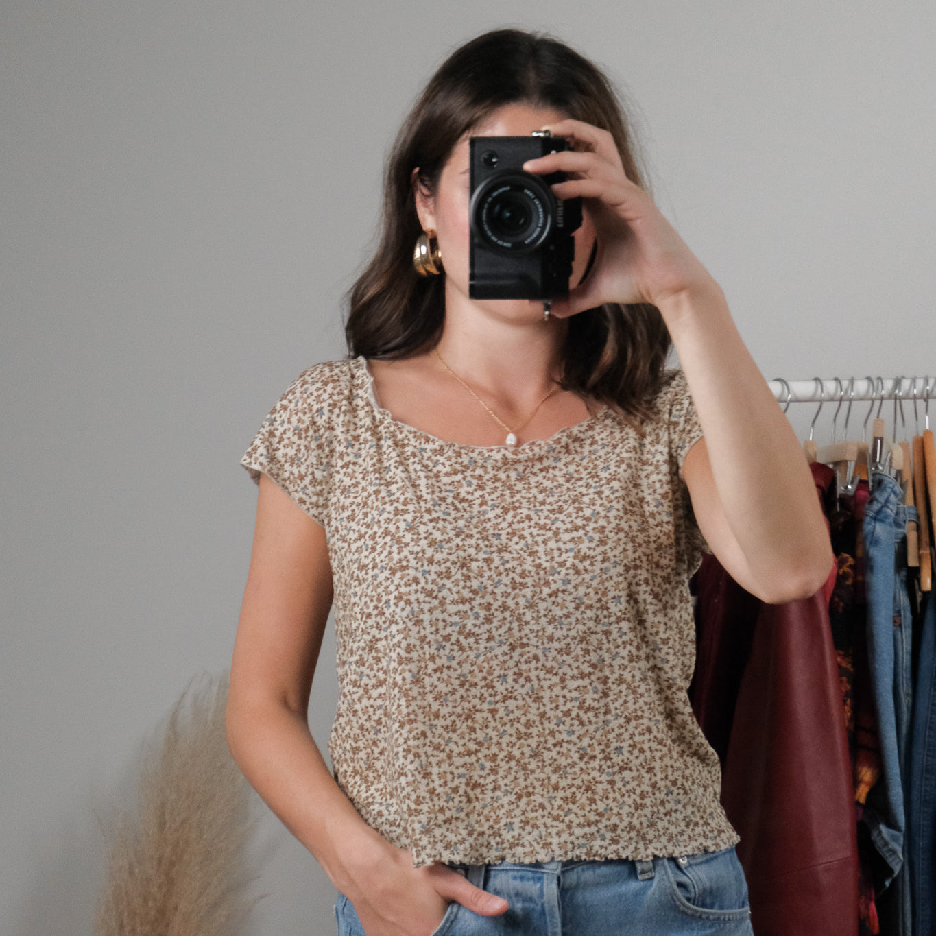 Vintage x Floral Mesh Top (M)