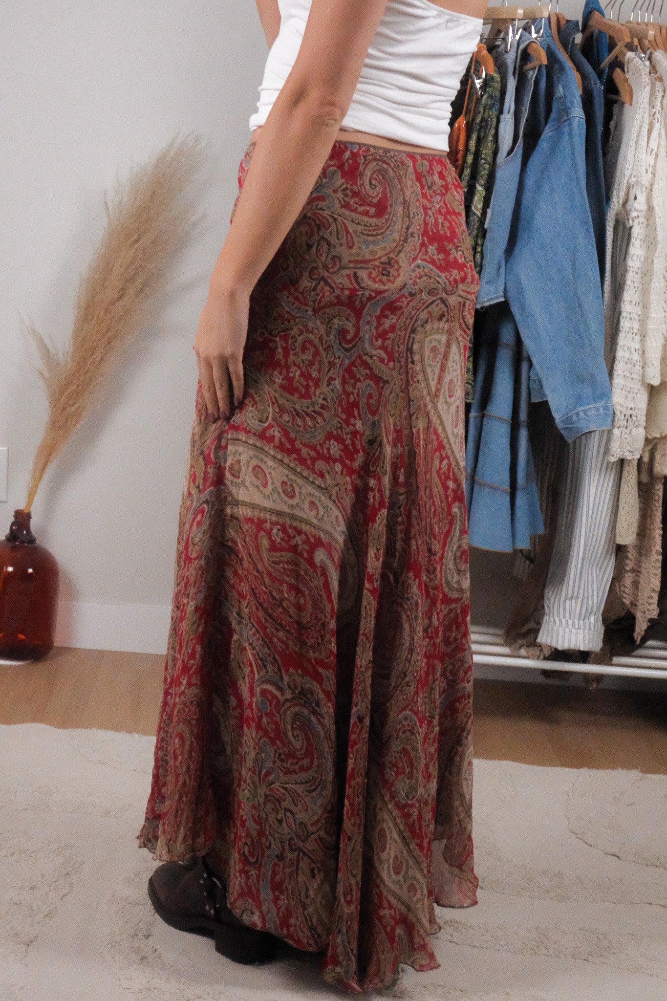Vintage x Reversible Patterned Maxi Skirt (M)