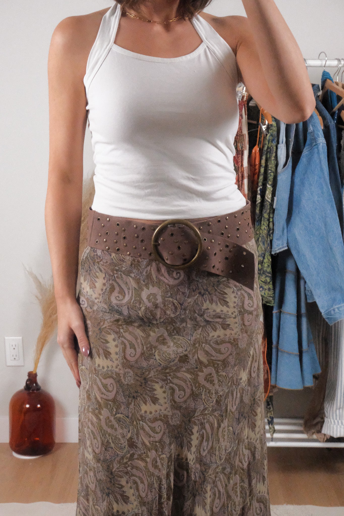 Vintage x Suede Studded Chunky Belt (S/M)