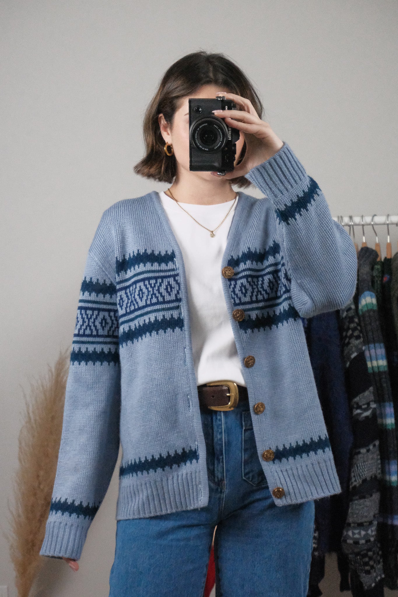 Vintage x Wool Patterned Cardigan (M/L)