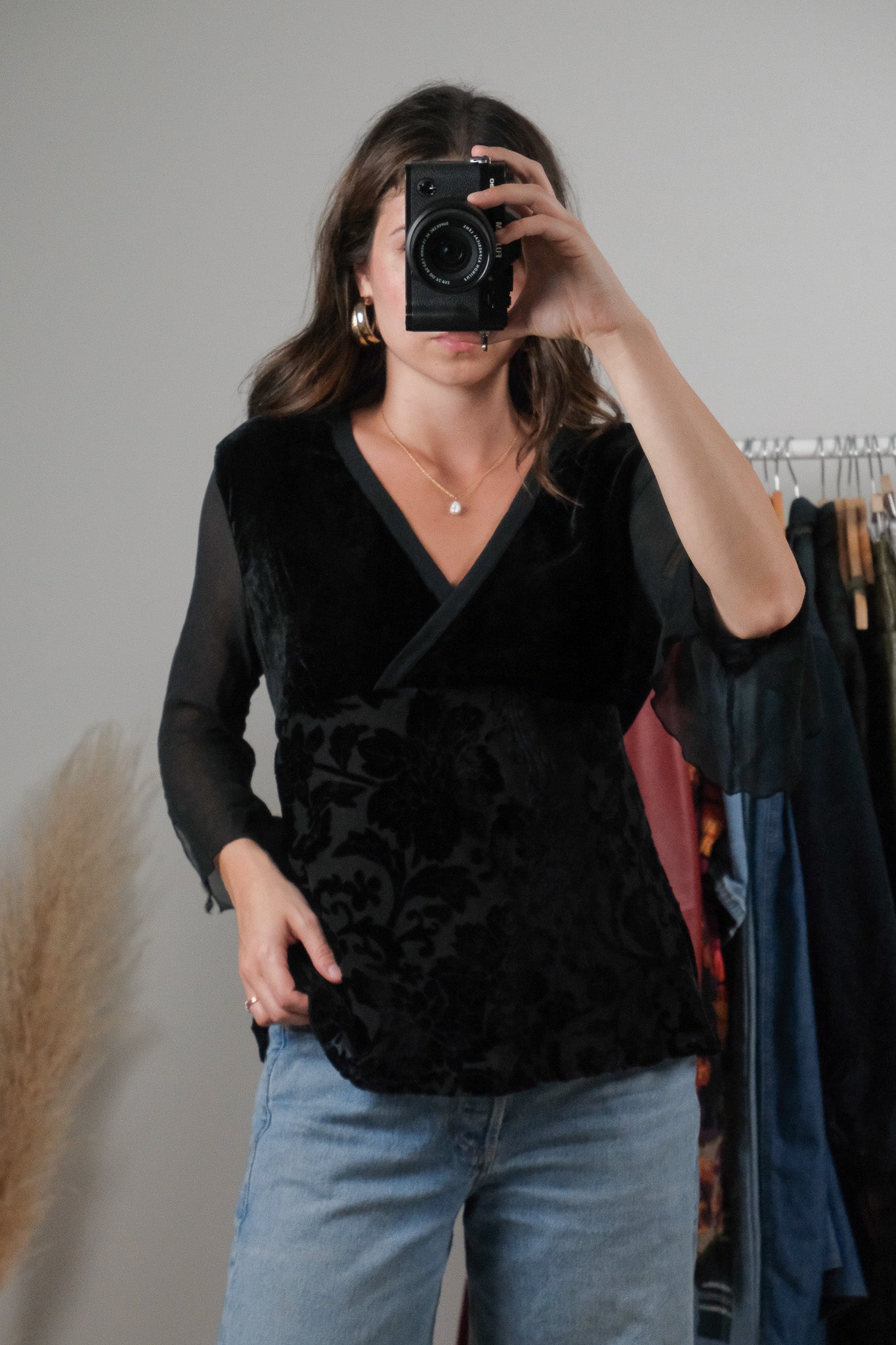Vintage x Silk Blend Velvet Blouse (L)