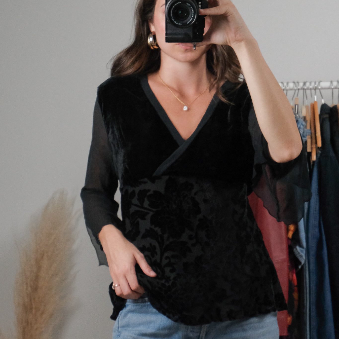 Vintage x Silk Blend Velvet Blouse (L)