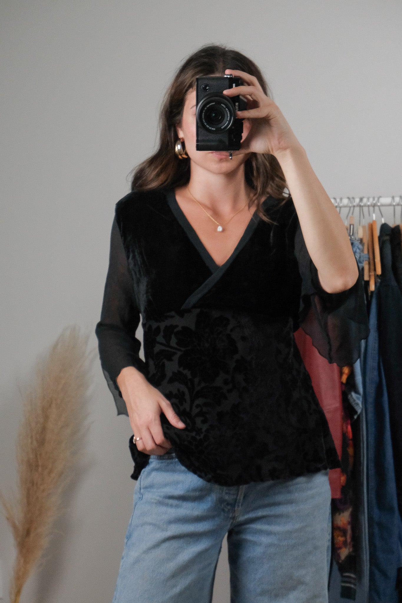 Vintage x Silk Blend Velvet Blouse (L)