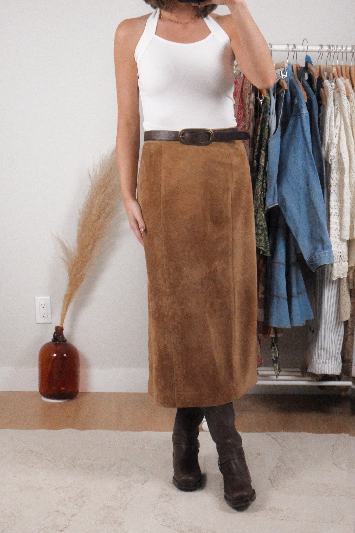 Vintage x Suede Midi Skirt (10)