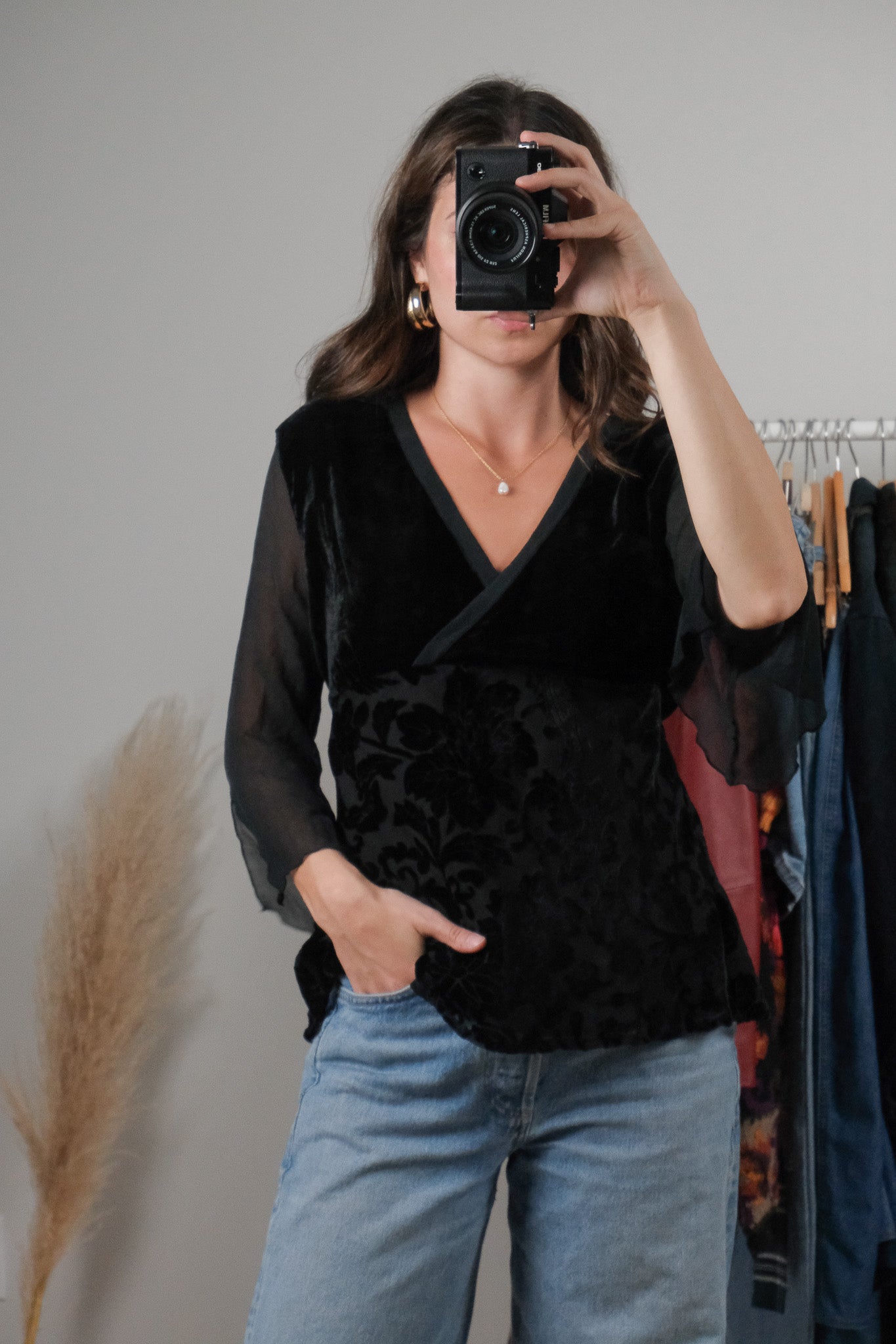 Vintage x Silk Blend Velvet Blouse (L)