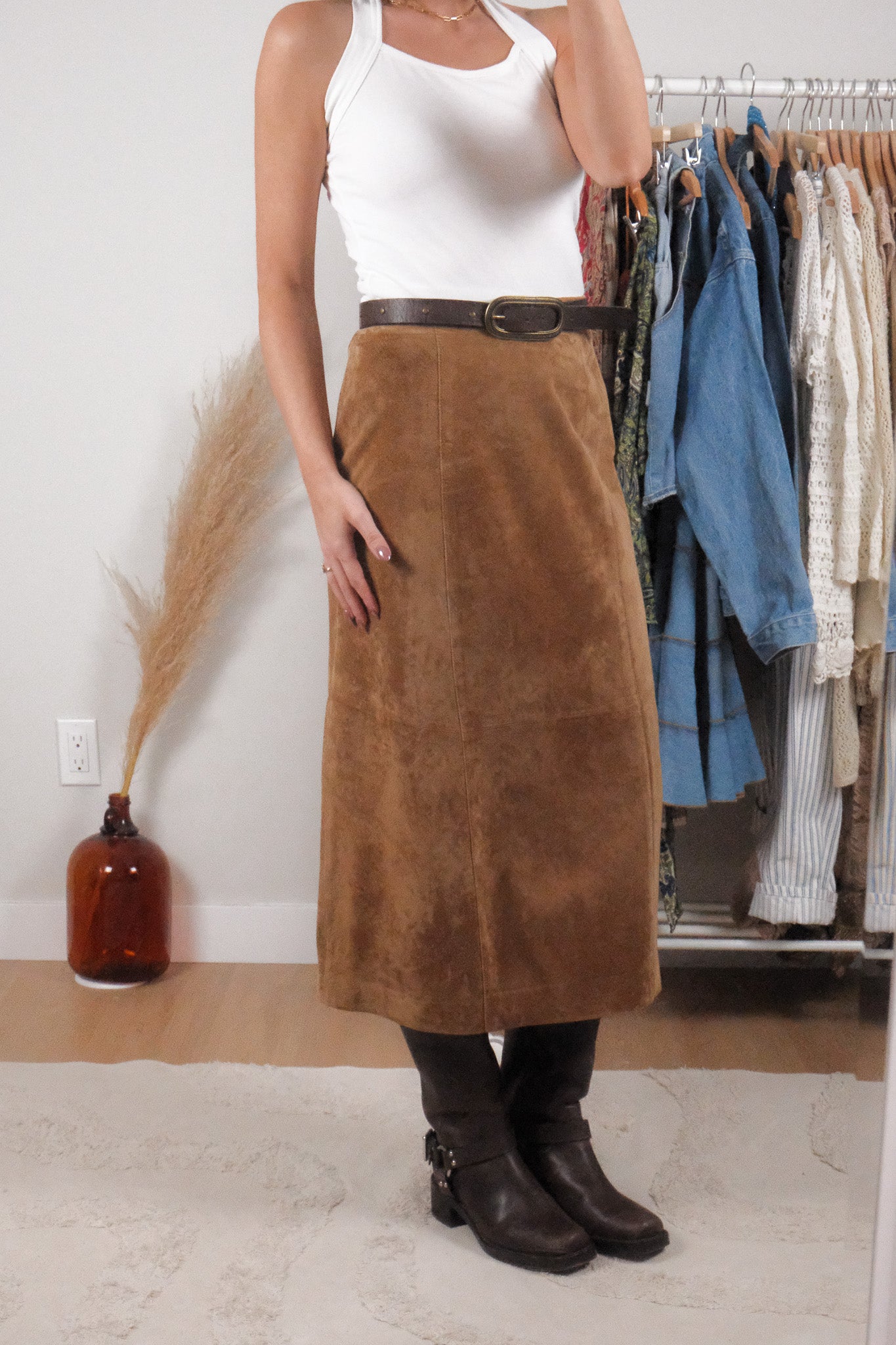 Vintage x Suede Midi Skirt (10)