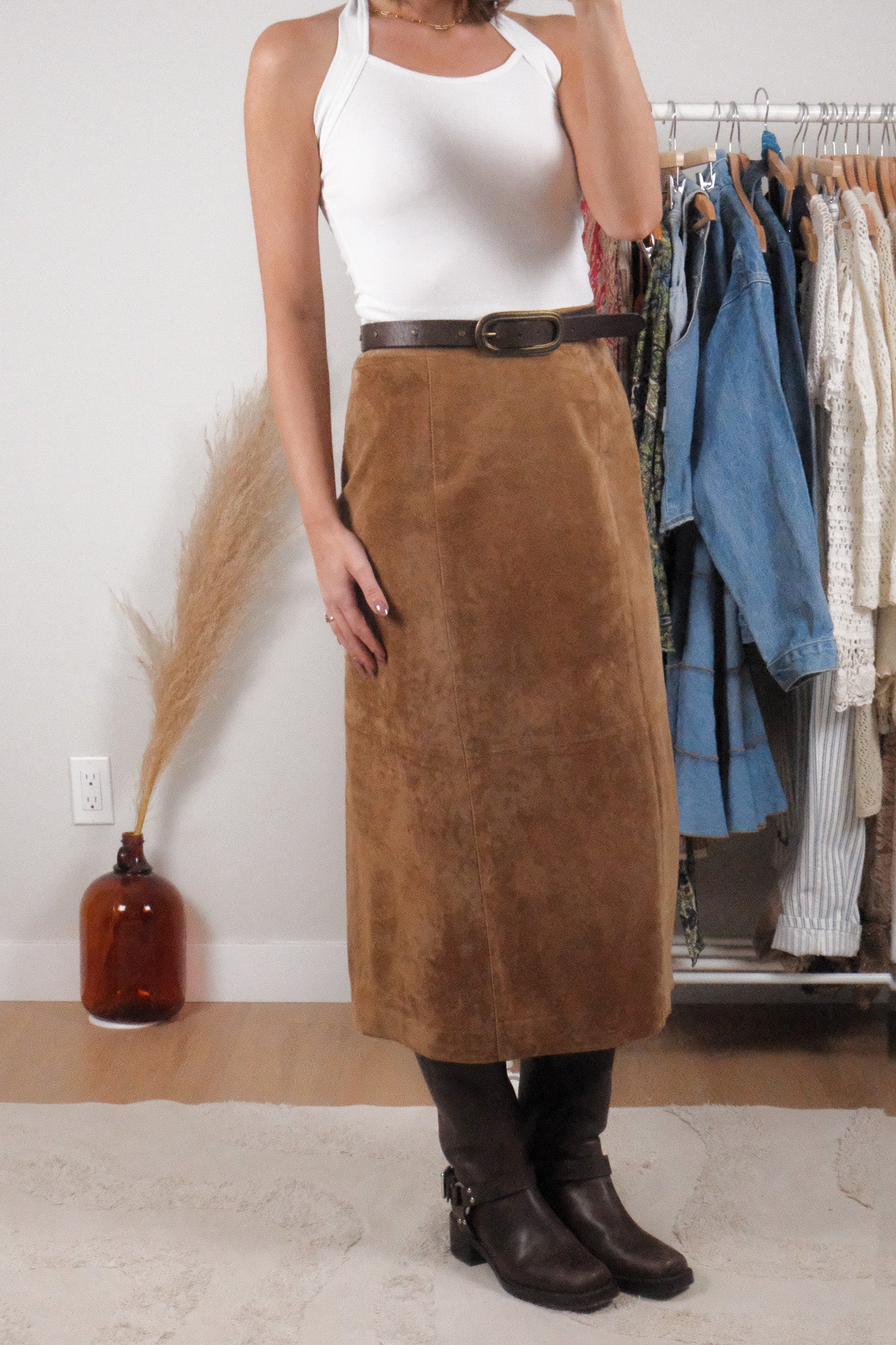 Vintage x Suede Midi Skirt (10)