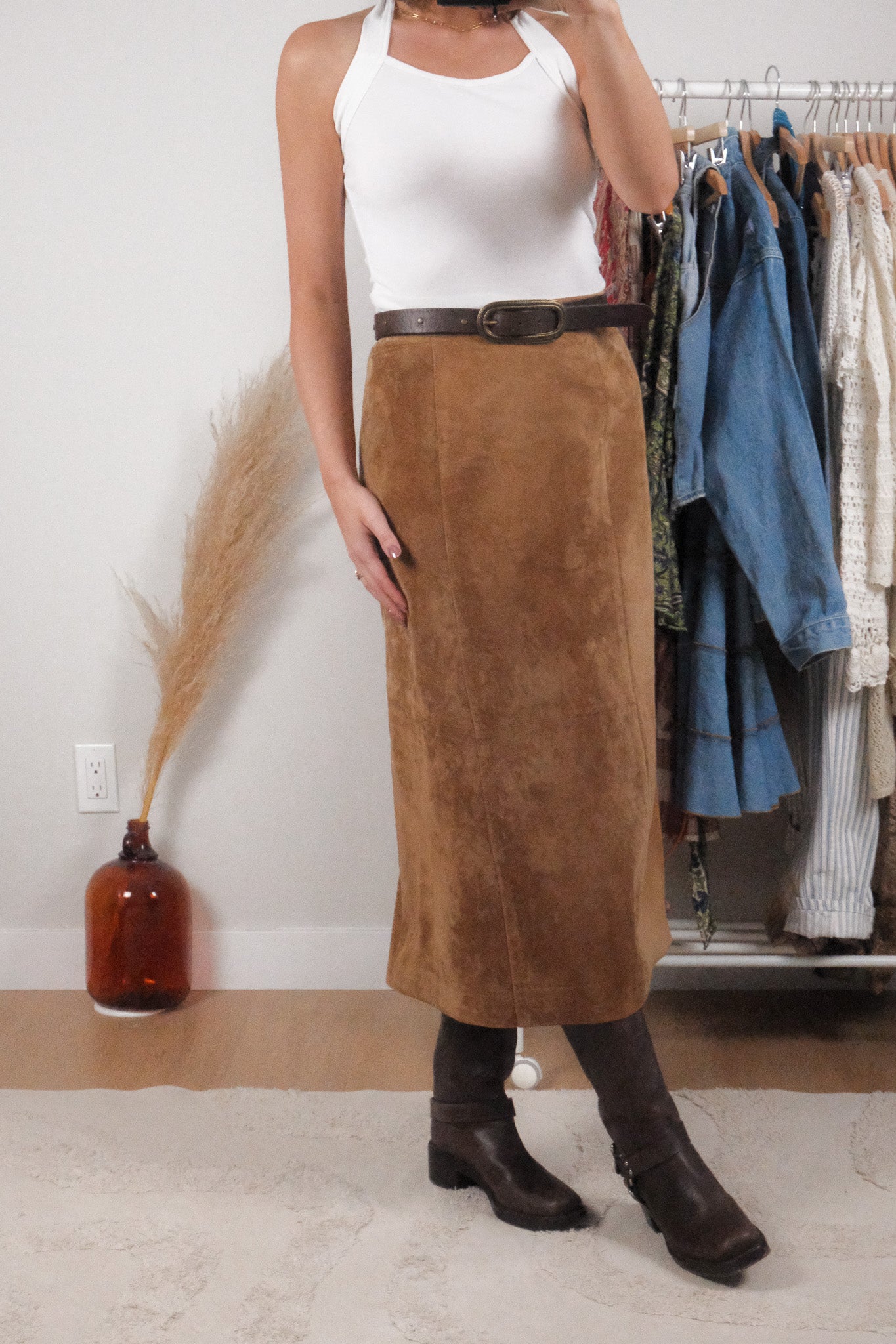 Vintage x Suede Midi Skirt (10)