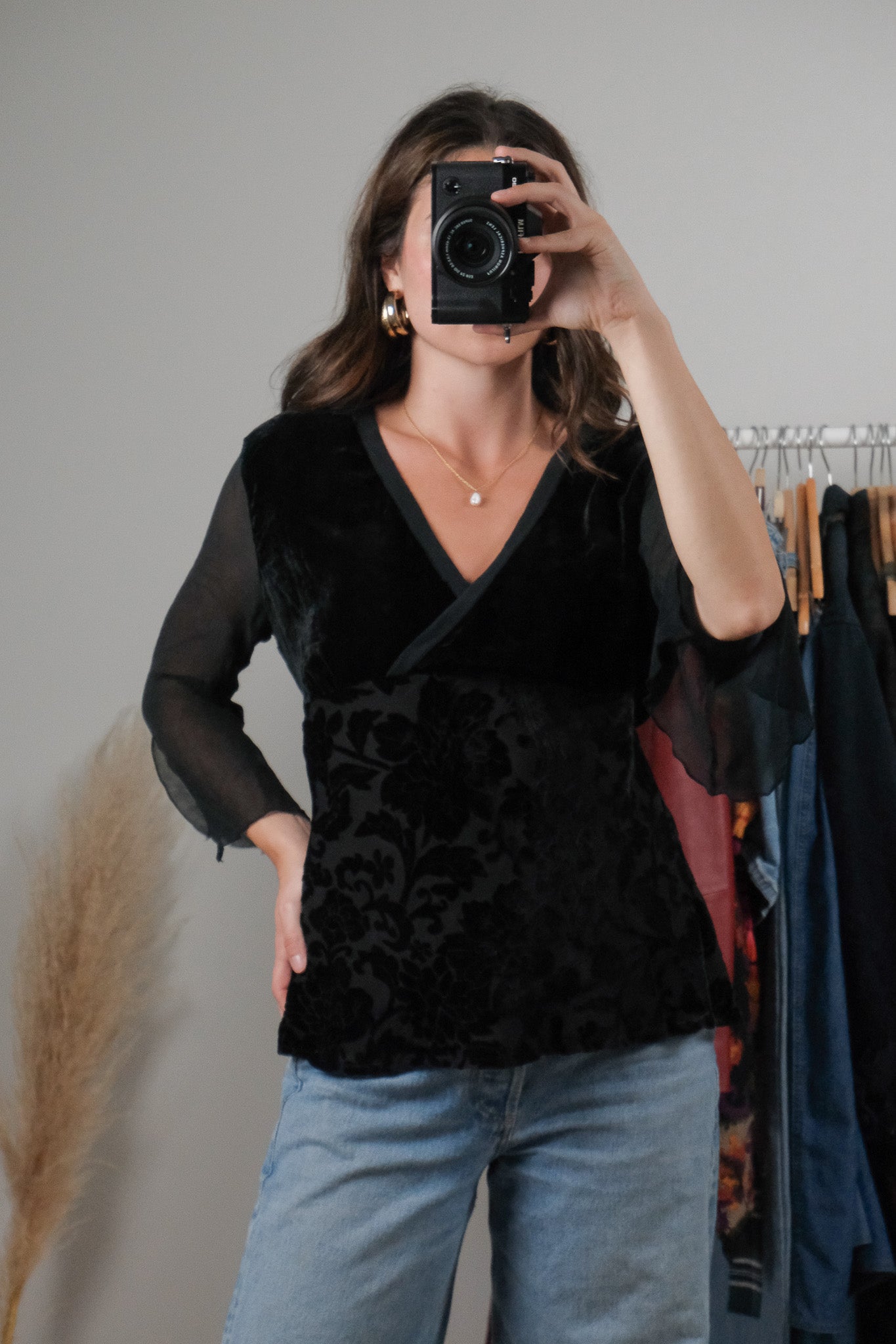 Vintage x Silk Blend Velvet Blouse (L)